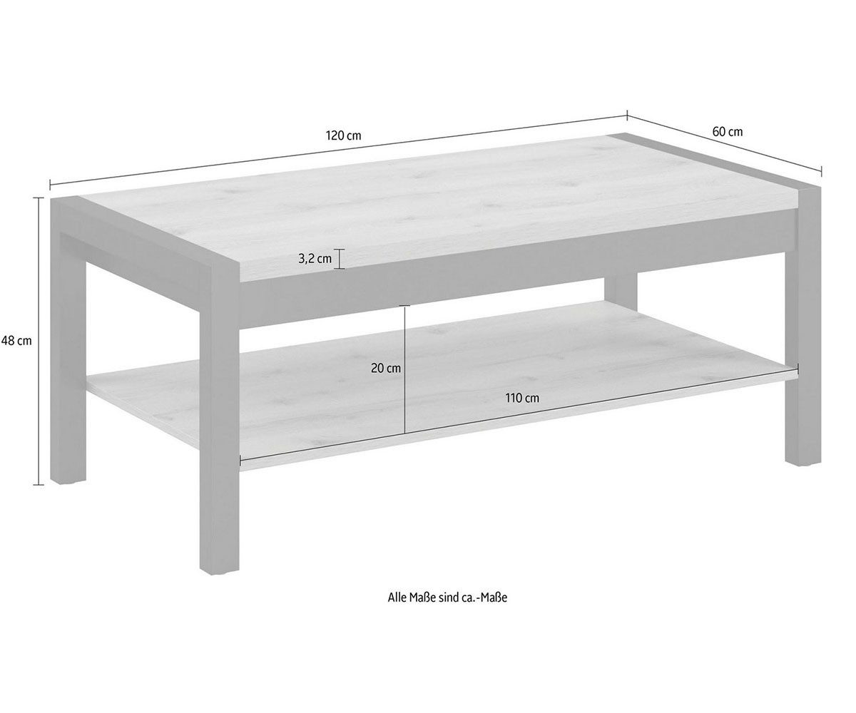 Helvetia Couchtisch Aktiv, 120x60x48cm taurus / schwarz matt