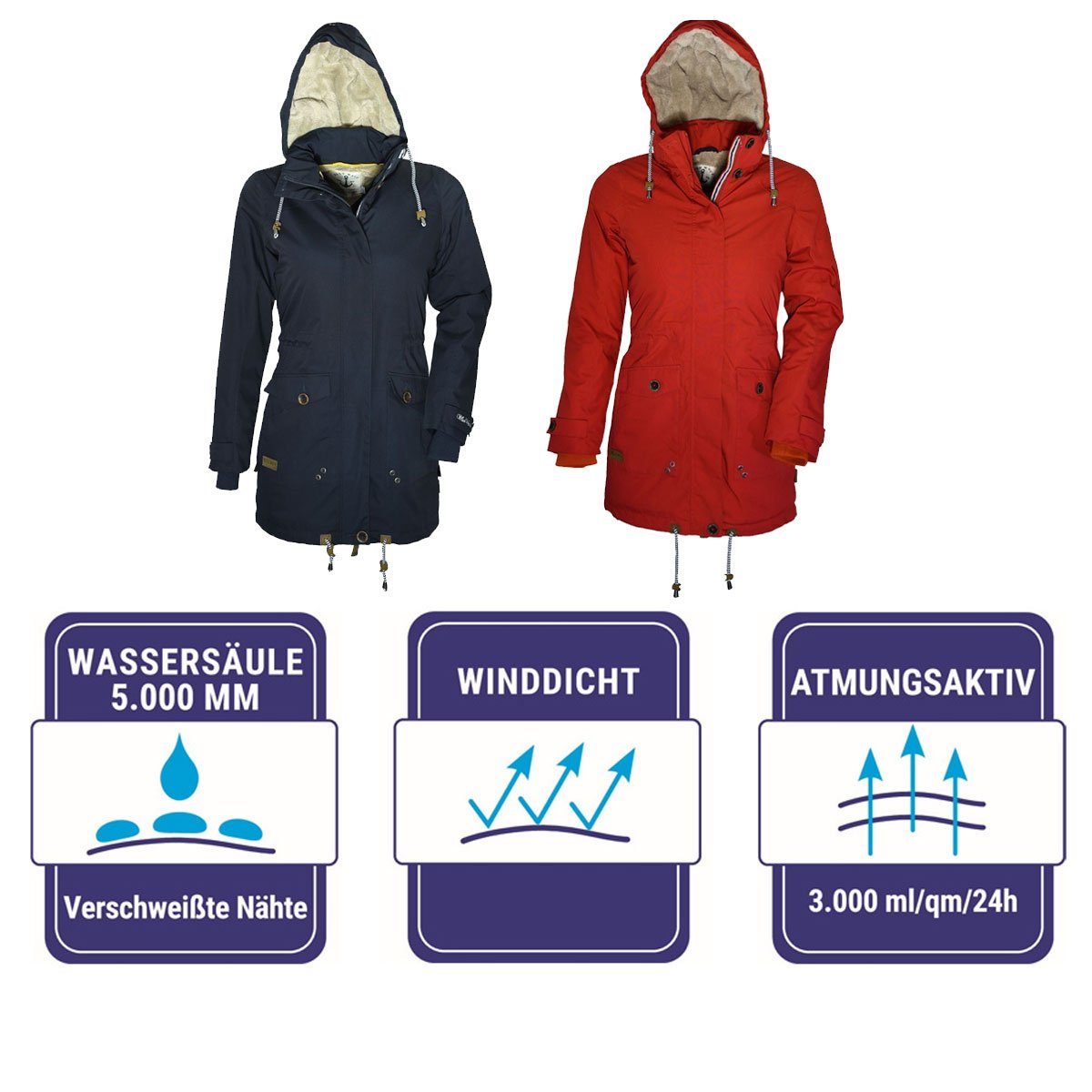 Blue Wave Parka Ella Damen Funktionsparka Ella - Funktionsjacke mit Fleece-Innenfutter