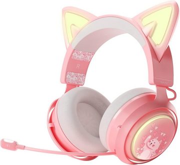 EASARS 50mm Lautsprecher für realistischen Stereosound Gaming-Headset (Hochwertige, weiche Ohrpolster und ergonomische Tragestruktur für druckfreien Langzeitkomfort, mit kawaii Katzenohren,Wechsel zwischen 9 coolen Farben durch Berühren)