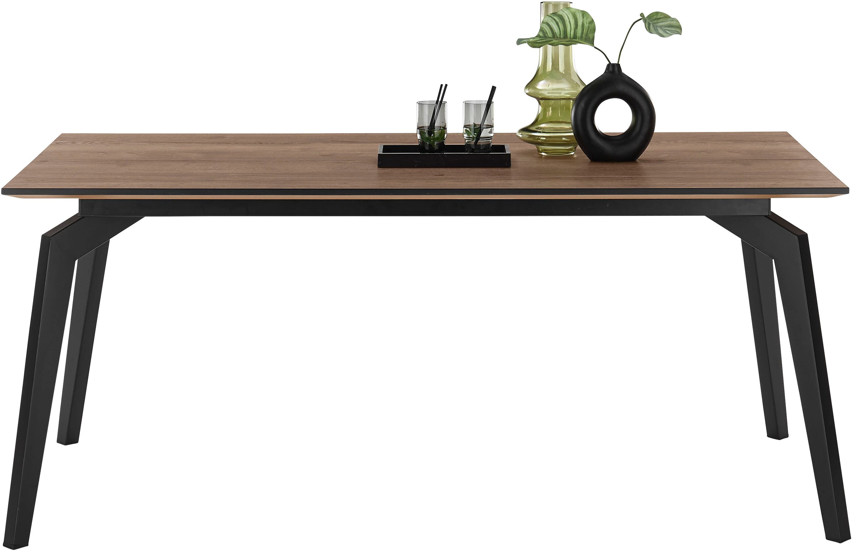 set one by Musterring Esstisch Kent, Tischplatte Halifax tabak, schweizer Kante, 4-Fuß-Gestell in schwarz