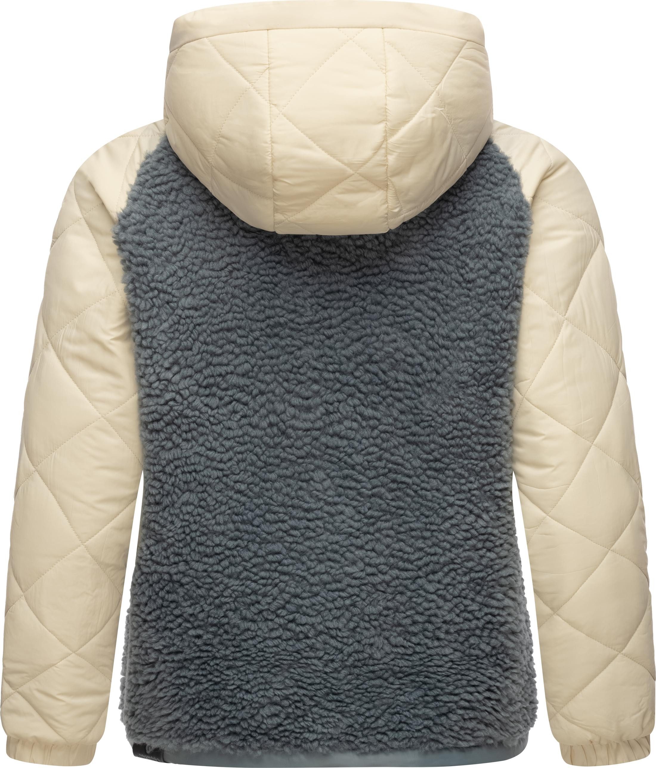 Ragwear Outdoorjacke Leeloo Damen Übergangsjacke aus Teddyfleece mit gesteppten Ärmeln