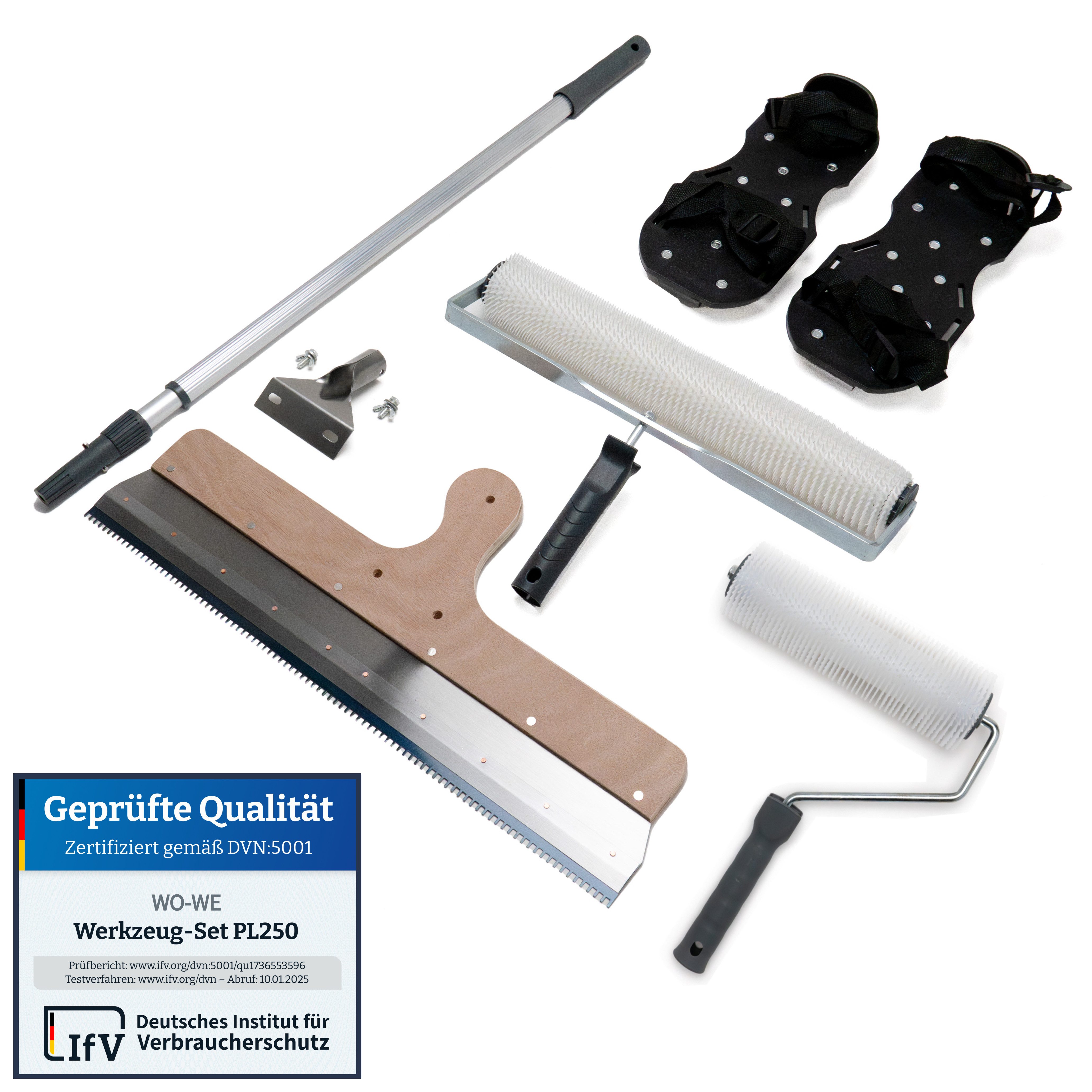 Entlüftungsrolle 40cm + Entlüftungsrolle 25cm + Stehrakel + Nagelschuhe + Teleskopstiel