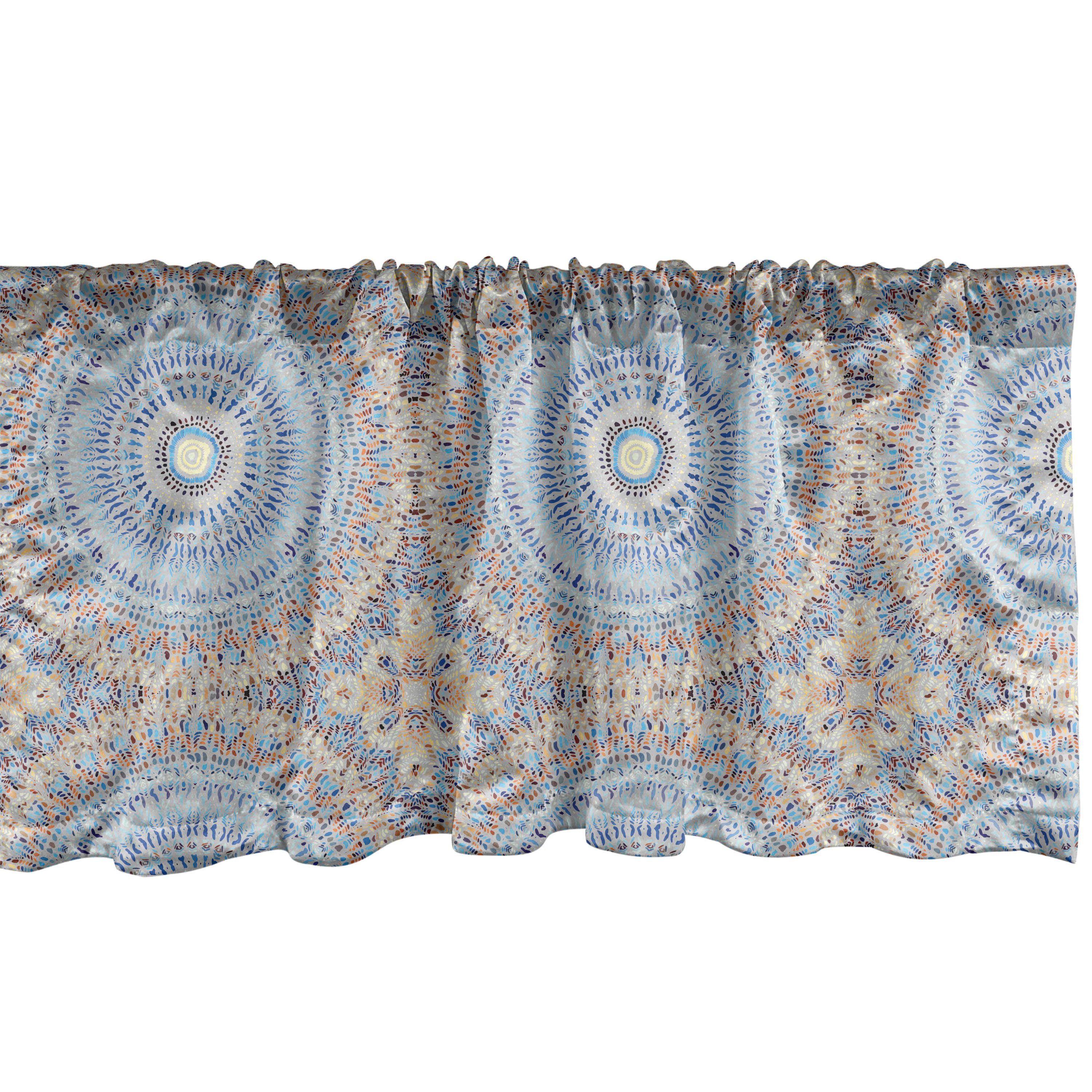 Scheibengardine Vorhang Volant für Motive Küche Formen mit Dekor Abakuhaus, punktierte Schlafzimmer Ethnische Microfaser, Stangentasche, Mandala