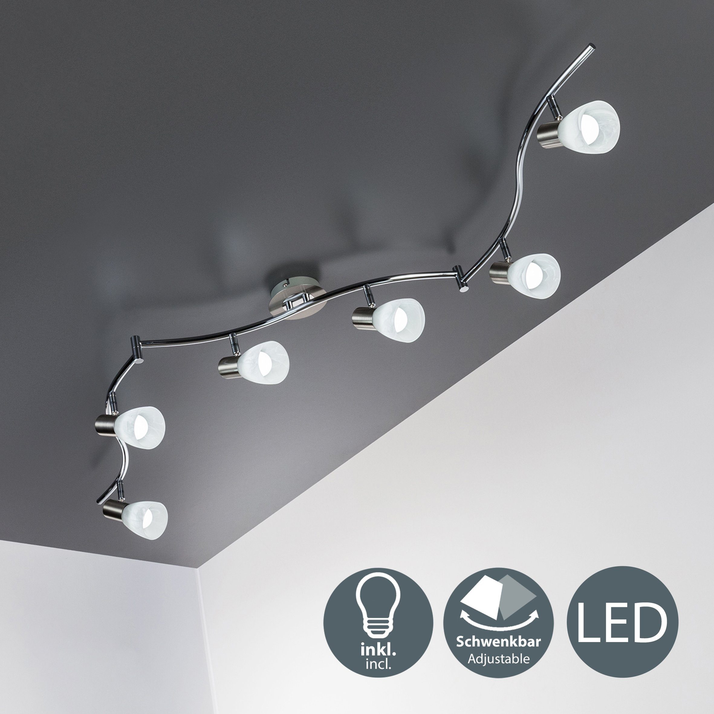 B.K.Licht LED Deckenspots Lunas, Leuchtmittel Spots, Warmweiß, Leuchtmittel dreh-und schwenkbare wechselbar, LED Deckenleuchte, inkl