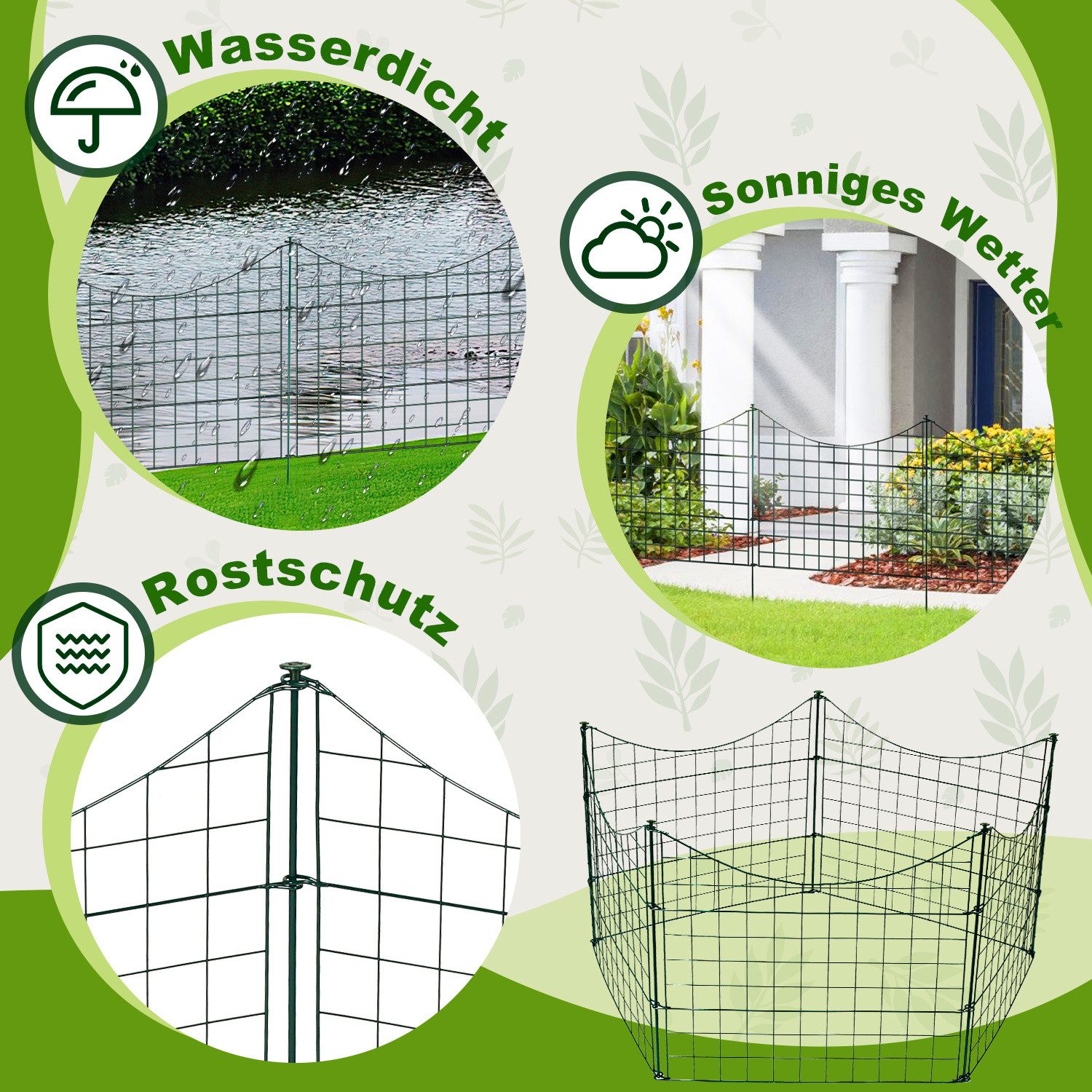 Clanmacy Gartenzaun Teichzaun Komplettset Zauntor Gartenzaun Stabzaun Garten Draht Metall – Bild 3 von 5