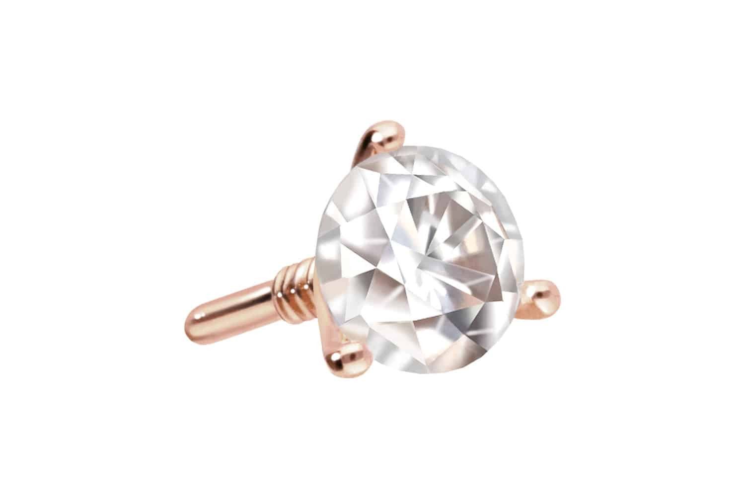 Piercing-Set 14 Karat Gold Schraubaufsatz mit Außengewinde MOISSANIT