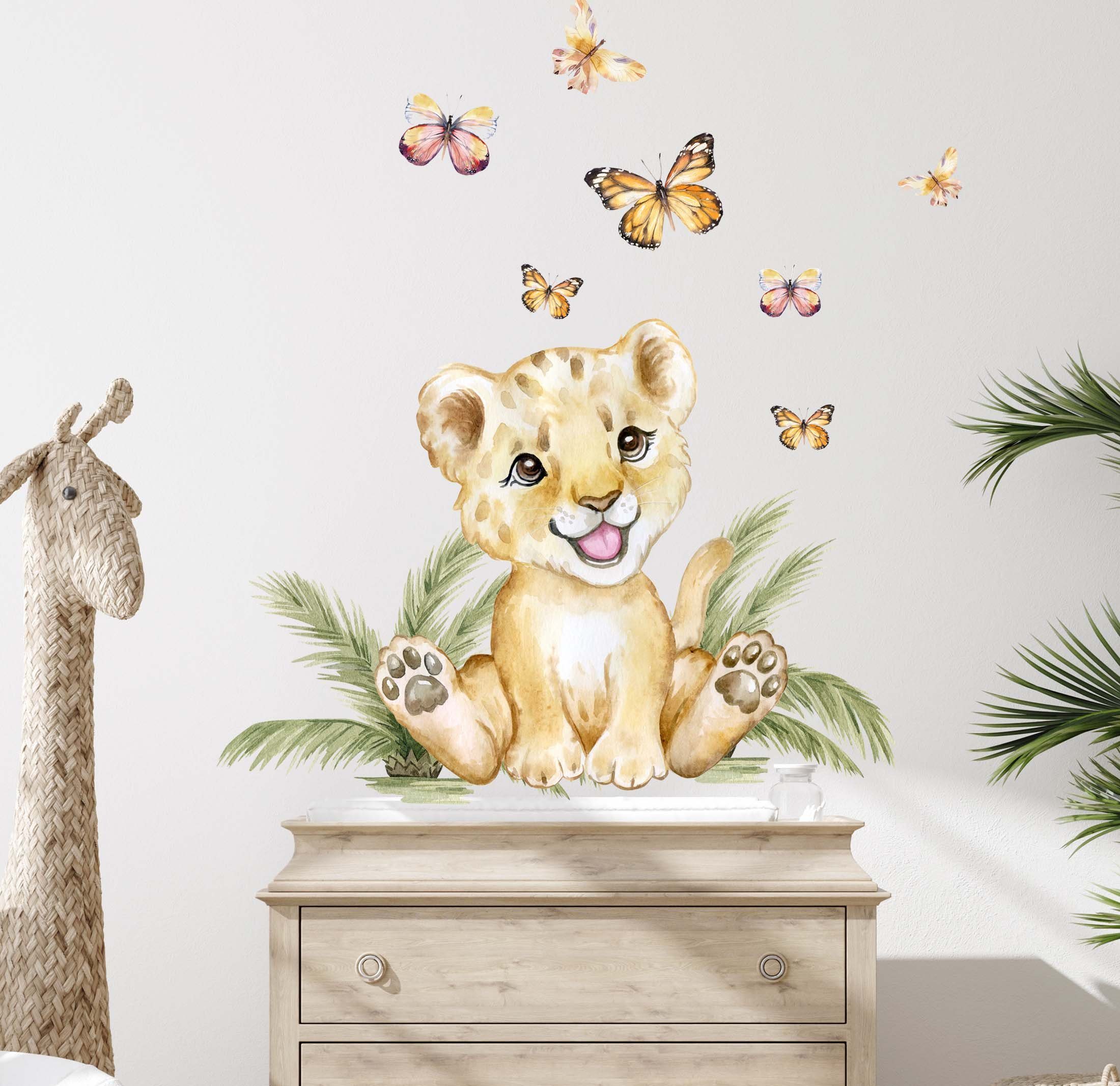 WANDKIND Wandtattoo Löwe & Schmetterlinge V357 günstig online kaufen