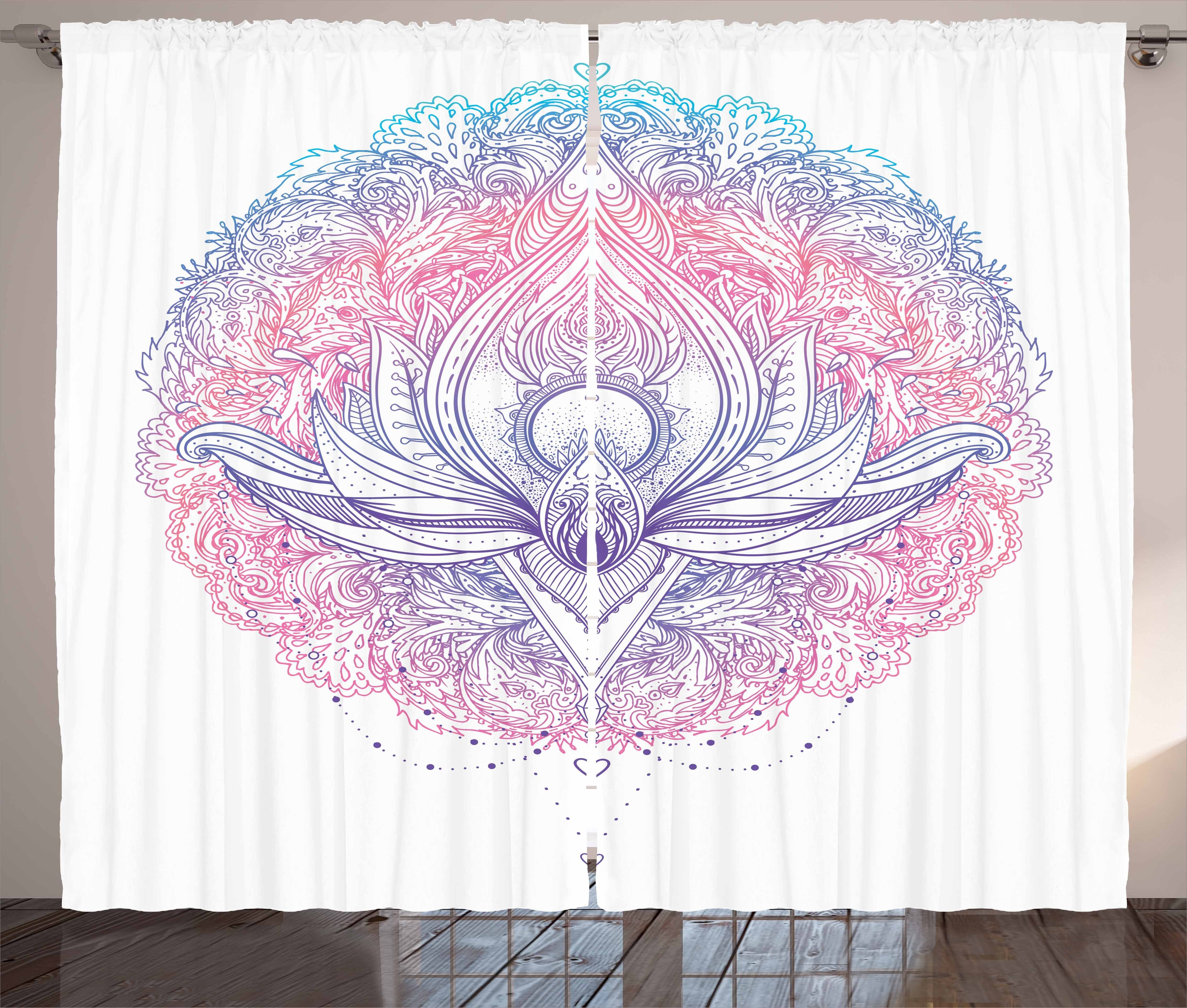 Abakuhaus, Regenbogen-Mandala Schlafzimmer Kräuselband Vorhang Lotus abstrakte Gardine und Schlaufen Haken, mit