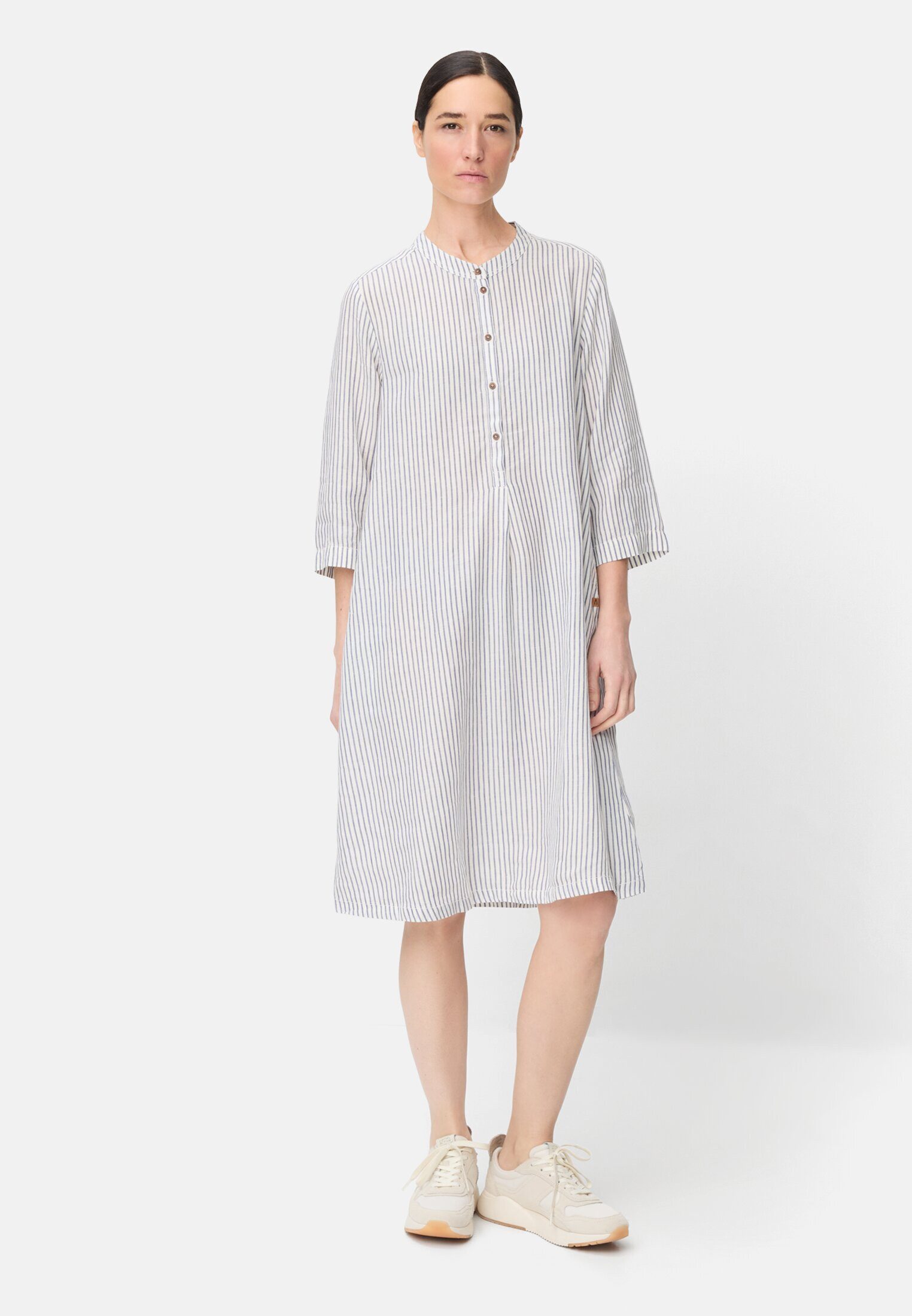 camel active Sommerkleid mit Knopfleiste Dreiviertelarm