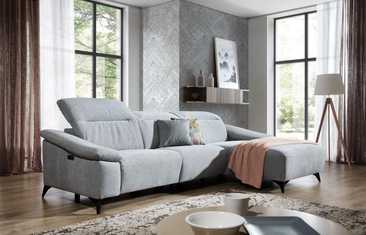 Xlmoebel Ecksofa Multifunktionale Couch mit elektrisch verstellbaren Rückenlehnen, Hergestellt in Europa