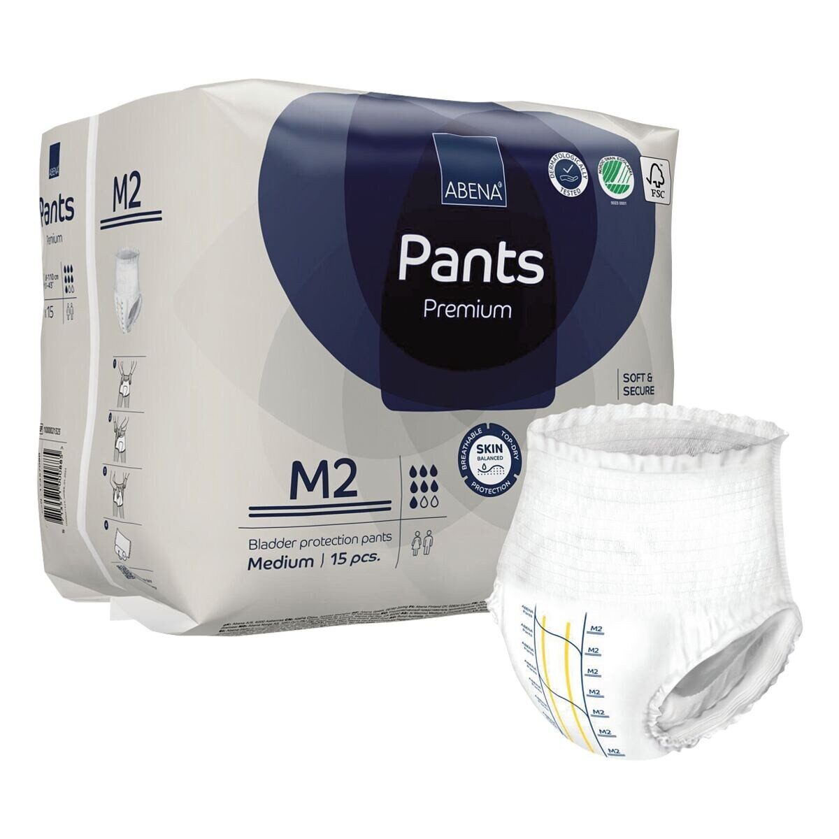 ABENA GmbH Inkontinenz-Pants Premium, M Gr., 15-St., Gr. M (80 - 110 cm Hüftumfang), mittlere Inkontinenz