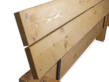 Moebel-Eins Massivholzbett, CURBY Balkenbett mit Kopfteil, 4-Fuß, Material Massivholz