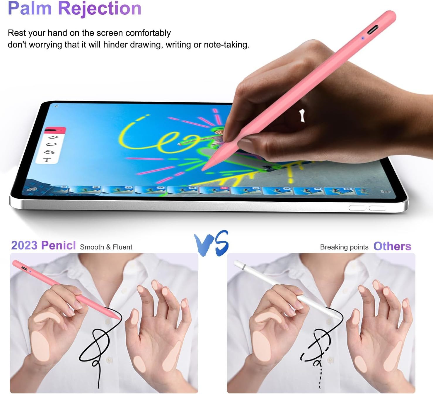 LA CUTE Eingabestift Stylus Pen für iPad mit USB-C, Magnetischer Eingabestift, Pencil (Stylus Pen Set mit Ladekabel & Ersatzspitzen für iPads, Enthält Stylus Pe – Bild 4 von 5