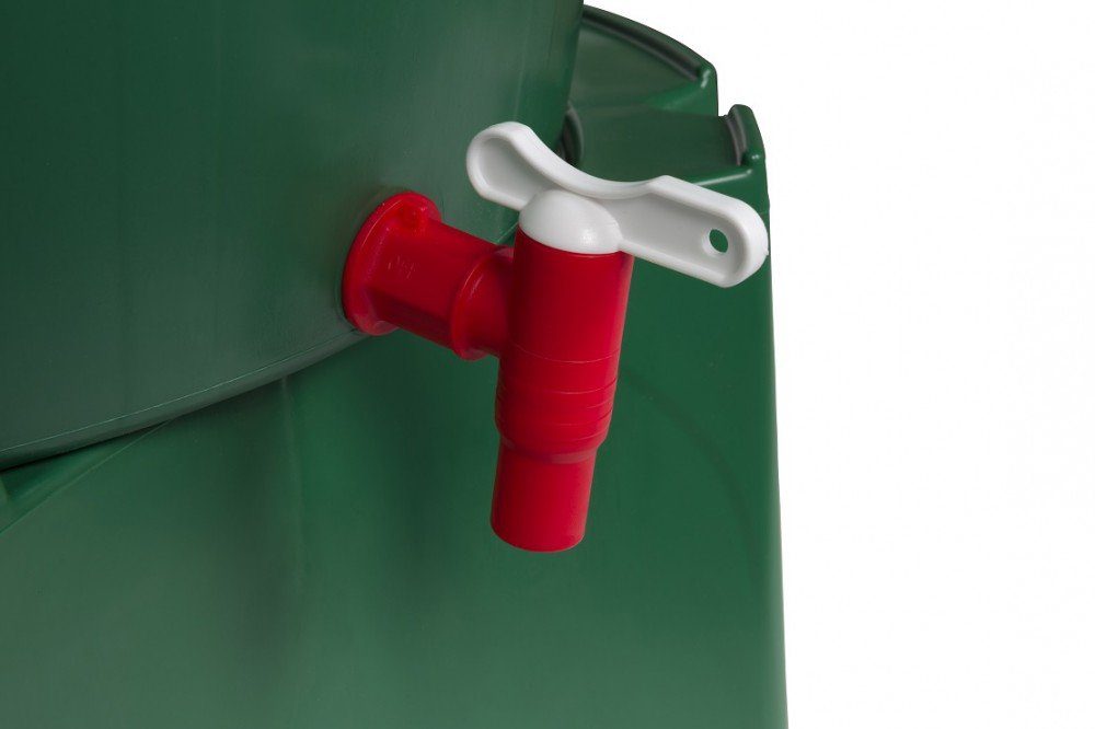 Kreher Regentonne XL Wassertonne 310 Liter mit Hahn, Deckel und Stand (Monoblock)