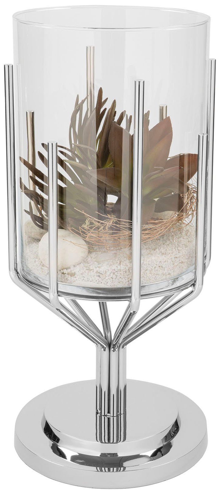 Fink Windlicht LUXOR (1 - Edelstahl aus Glas Aluminium, und St), Silberfarben