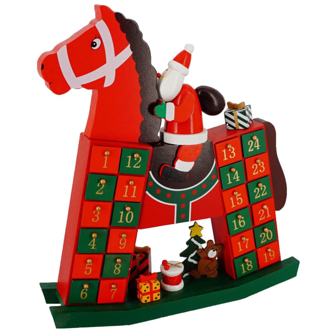 abc HOME befüllbarer Adventskalender Dekofigur Schaukelpferd, Holz, 40 cm günstig online kaufen