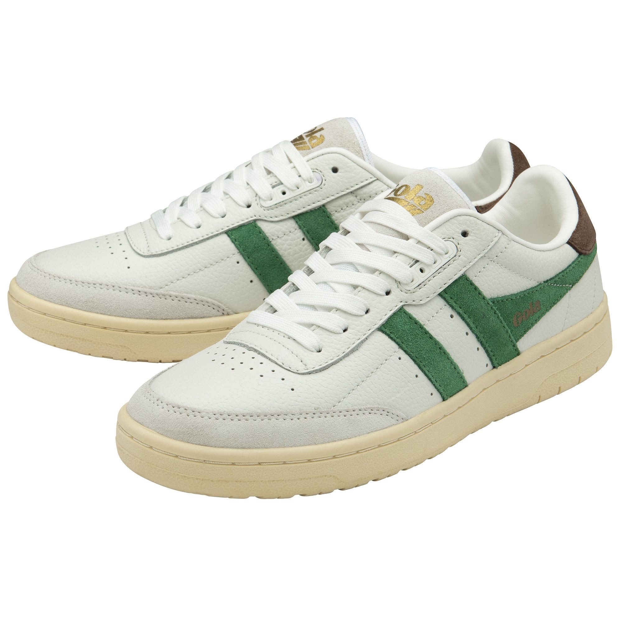 Falcon Leder 2025 weiss/smaragdgrün/dunkelbraun Damen Sneaker