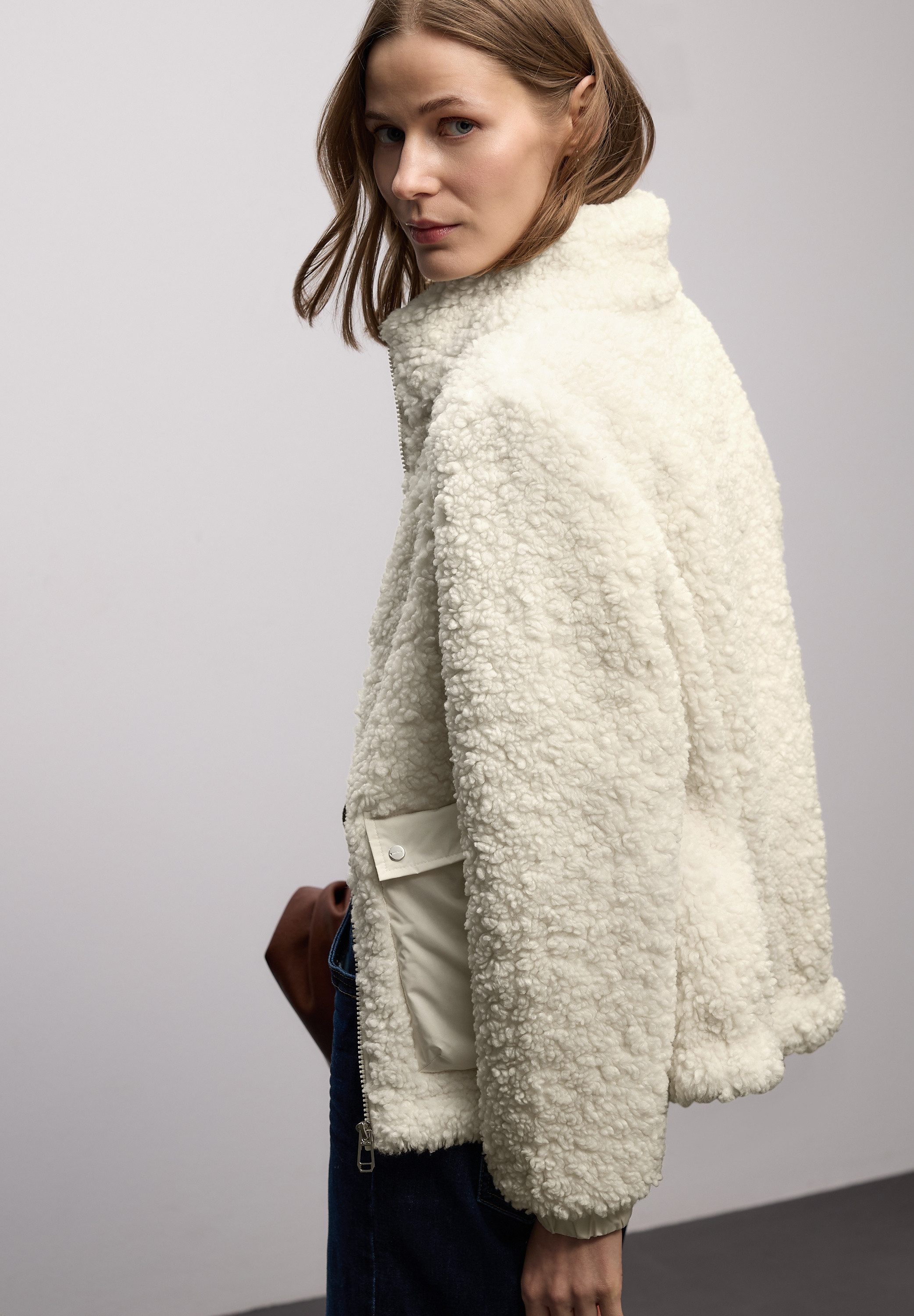 STREET ONE Fellimitatjacke mit aufgenähten Taschen