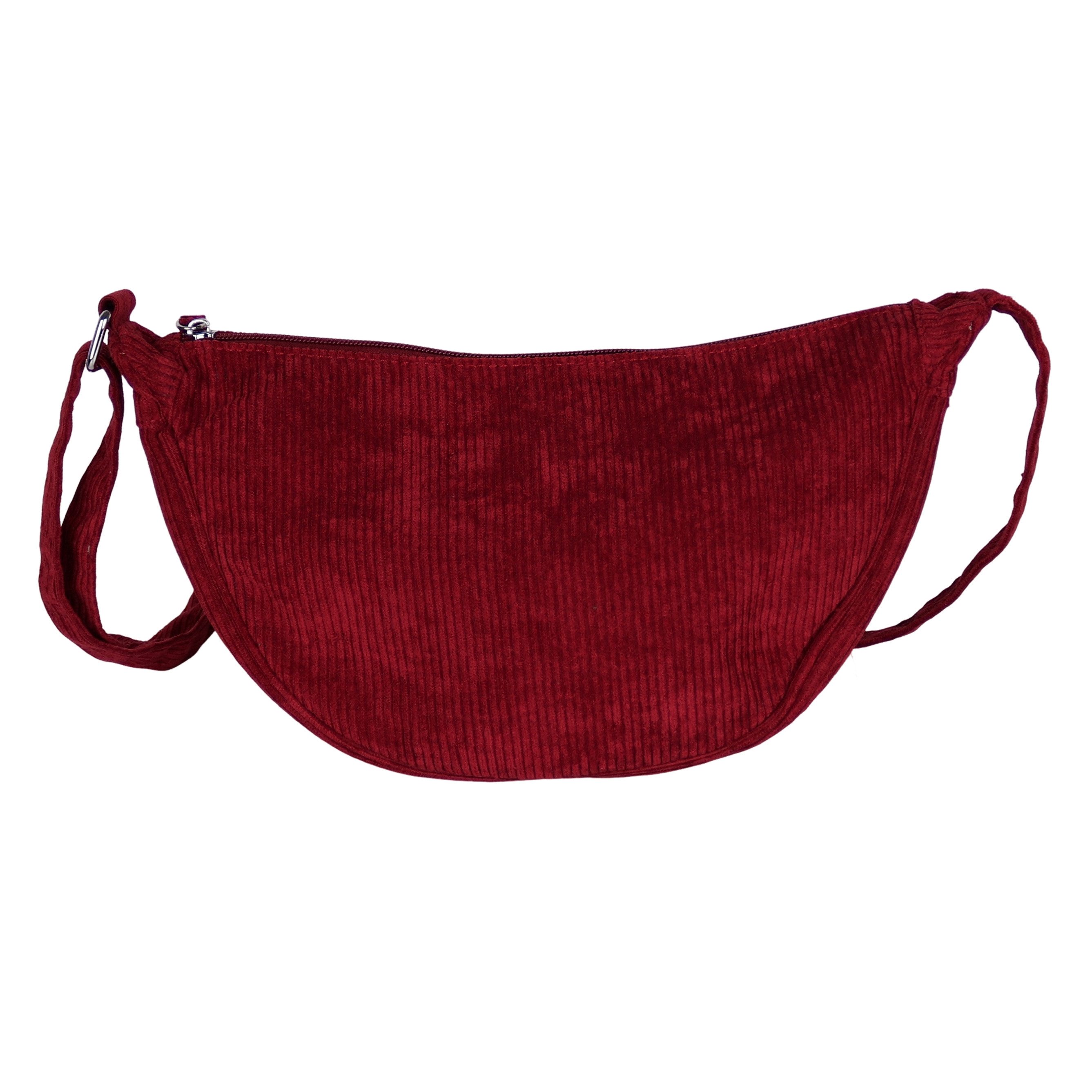 MIRROSI Schultertasche Damen Runde Bauchtasche aus Cord, Brusttasche, Leicht (Tasche,Bauchtasche für jeden Anlass, ca.30x18x12cm), Crossbody Bag, verstellbaren Schulterriemen