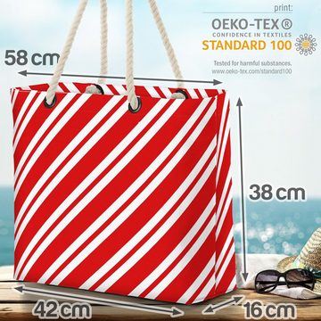 VOID Strandtasche (1-tlg), Weiss Rot gestreift Beach Bag Streifen Urlaub Baden Küche Wohnzimmer Balkon