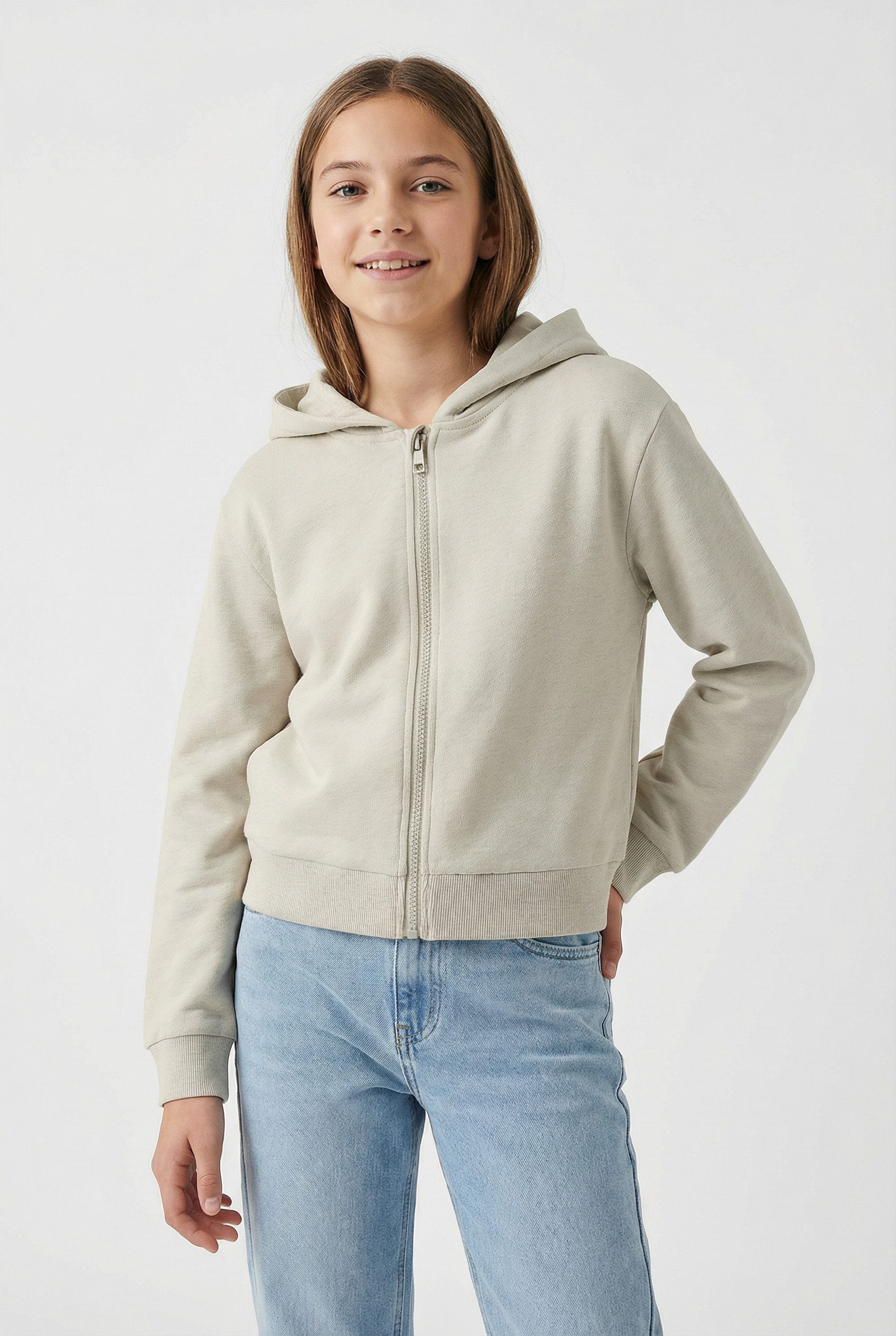 Name It Kapuzensweatjacke NKFMILLE SHORT NREG SWE CARD WH UNB NOOS