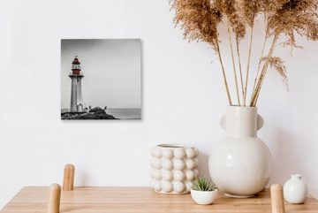 OneMillionCanvasses® Leinwandbild Schwarz-Weiß-Foto eines Leuchtturms im Westen von Vancouver, (1 St), Leinwand Bilder für Wohnzimmer Schlafzimmer