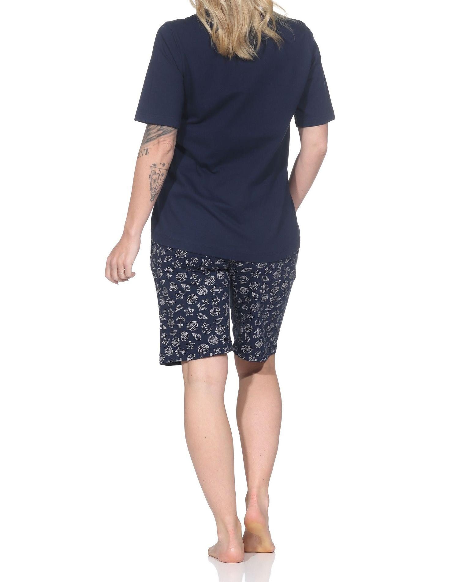 Normann Pyjama Damen kurzarm Schlafanzug Shorty in maritimer Optik-auch in Übergröße – Bild 4 von 5
