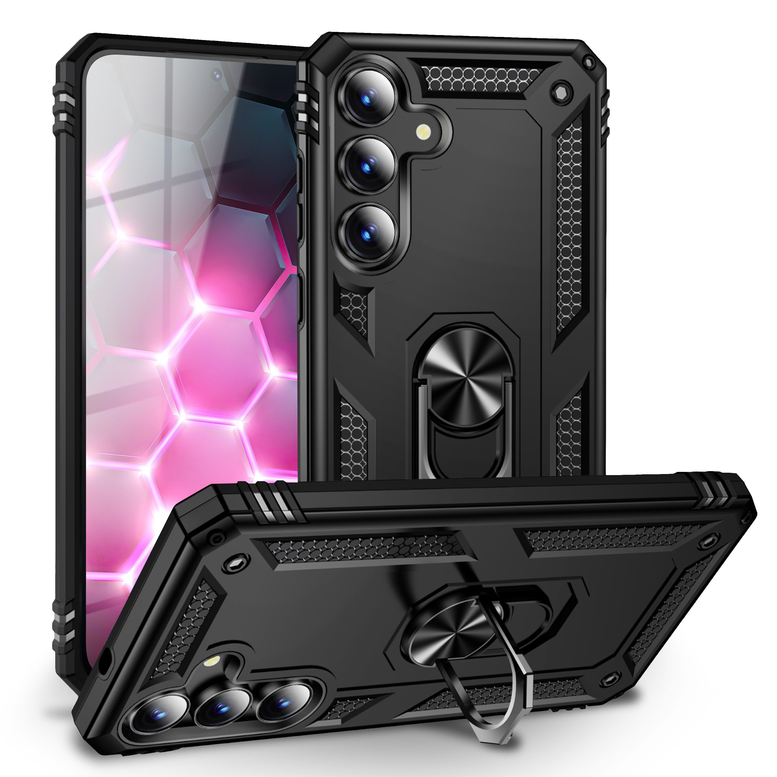 Nalia Smartphone-Hülle Samsung Galaxy S25 FE 17 cm (6,7 Zoll), Military Style / Panzer Hülle mit Ring / Extrem Robust / Outdoor Case