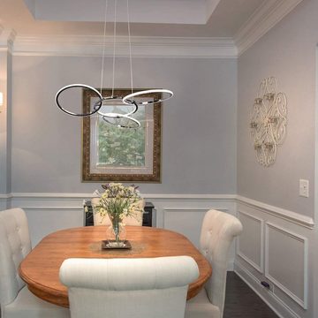 ZMH LED Pendelleuchte 4-Ringe Drehbar Hängeleuchte Metall Wohnzimmer modern, LED fest integriert, Tageslichtweiß