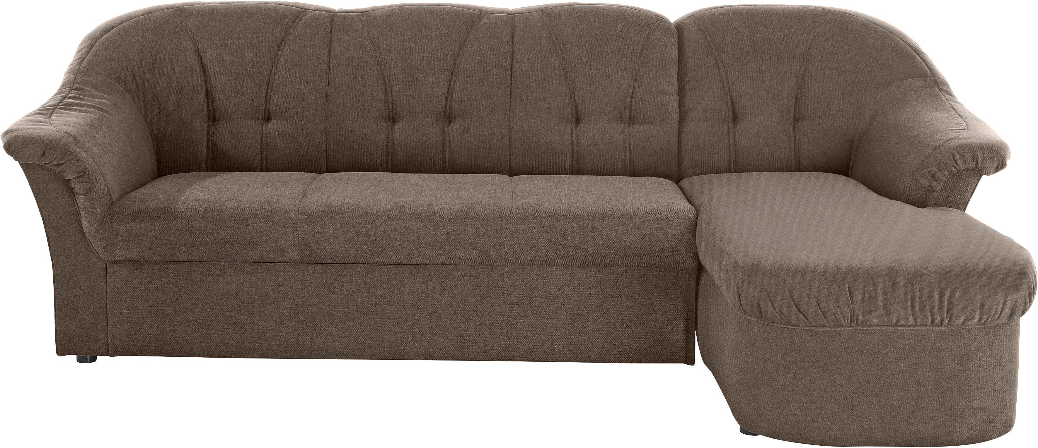 DOMO collection Ecksofa Pegnitz, elegante Rückensteppung, komfortabel, Breite 238cm, L-Form, wahlweise mit Bettfunktion