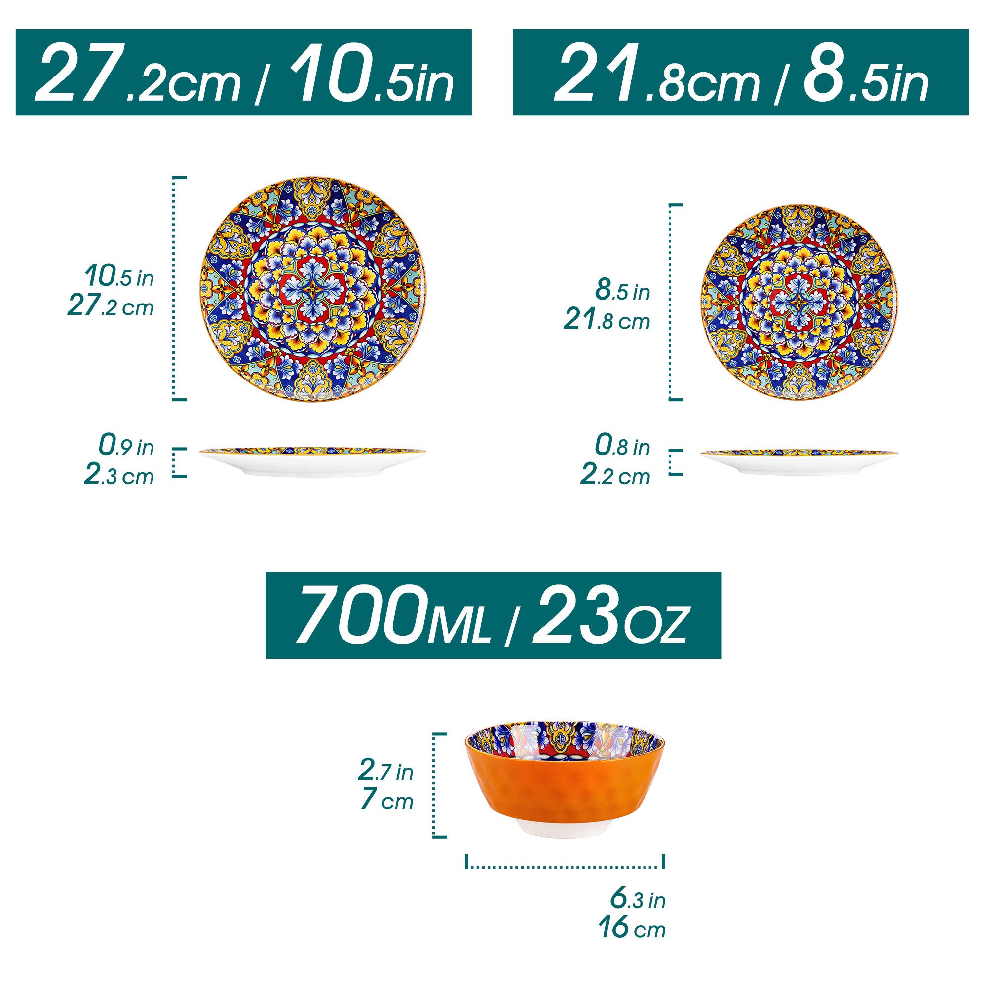vancasso Geschirr-Set Tafelservice für 4/6 Personen, Porzellan, BOHO-Stil (12-tlg), 4 Personen, Porzellan