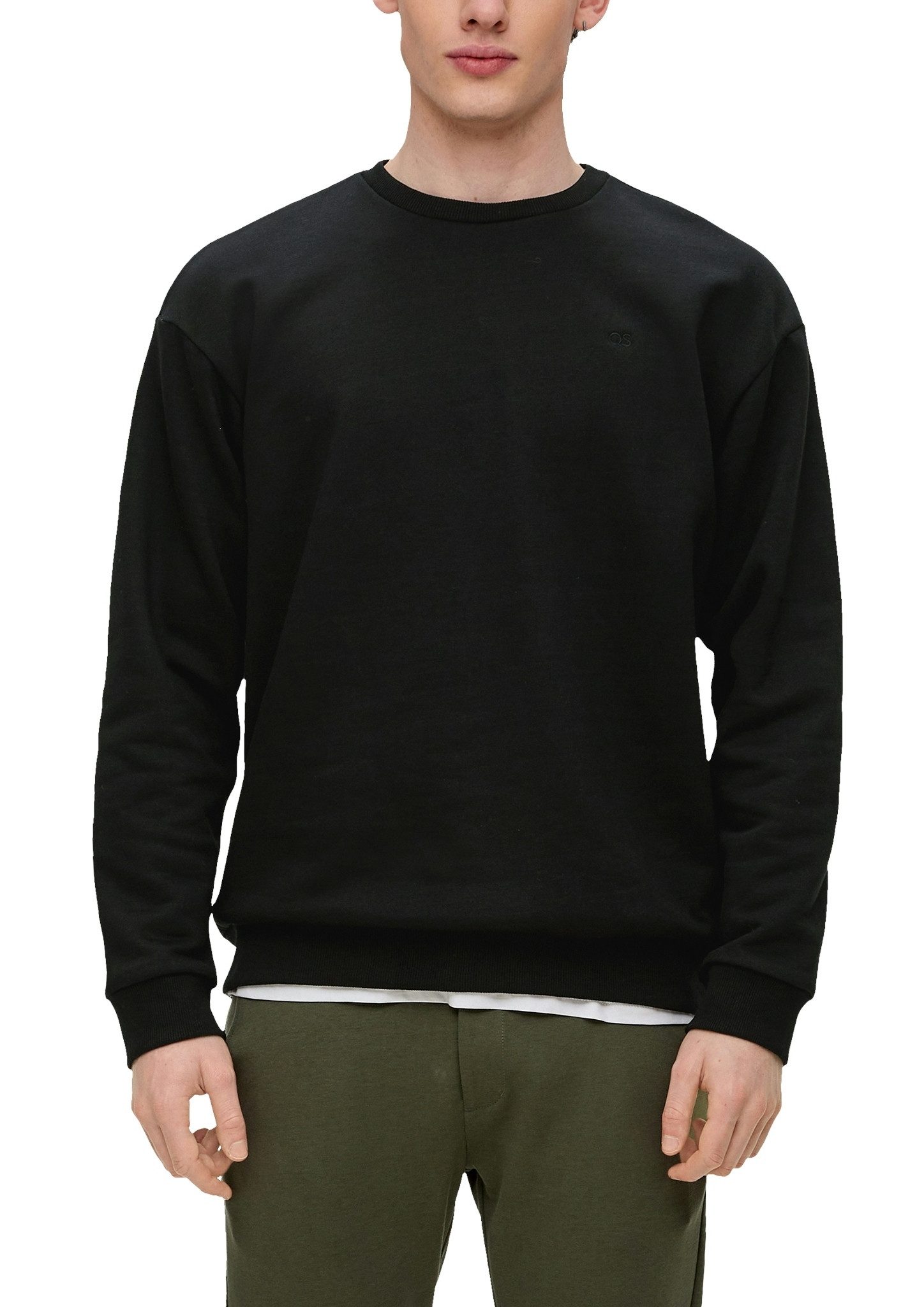 QS Sweatshirt mit Logo Stickerei