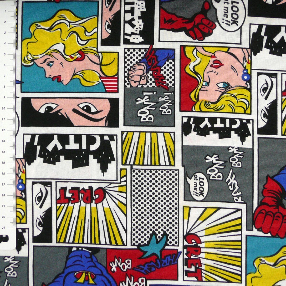 SCHÖNER LEBEN. Stoff Stoff Meterware Polyester Comic bunt 150cm