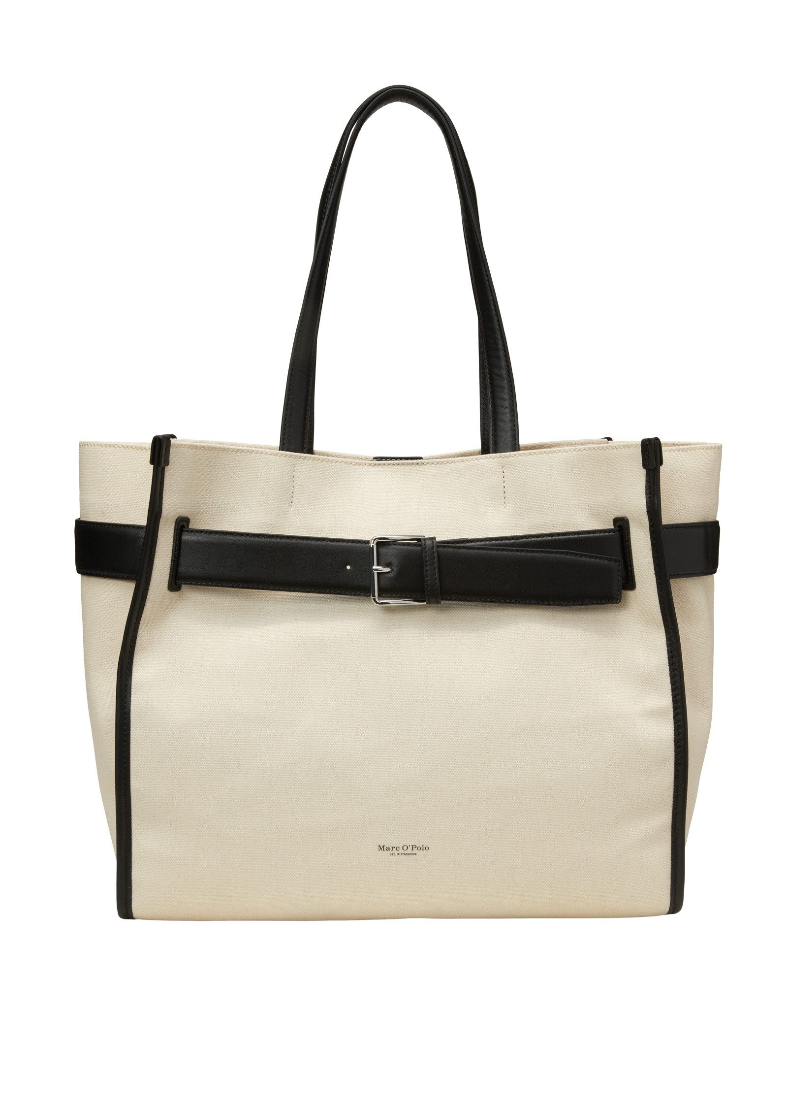 Shopper aus robustem Canvas mit Leder-Details