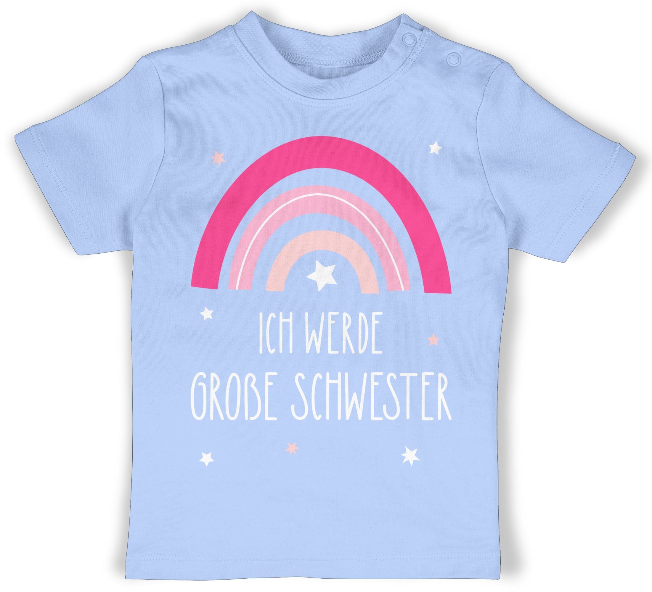Shirtracer T-Shirt Ich werde große Schwester - Regenbogen - grosse Schwester Große Schwester 3 Babyblau