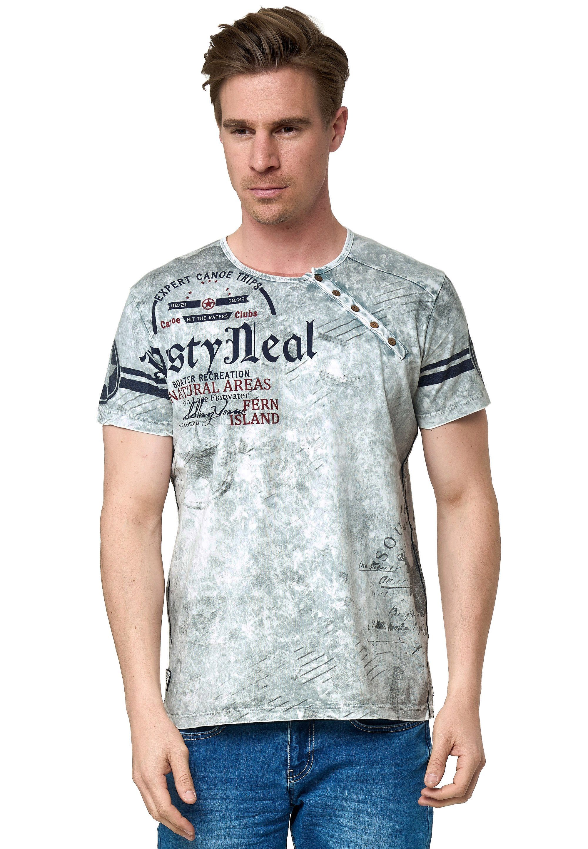 Rusty Neal T-Shirt mit coolem Logo-Print grau