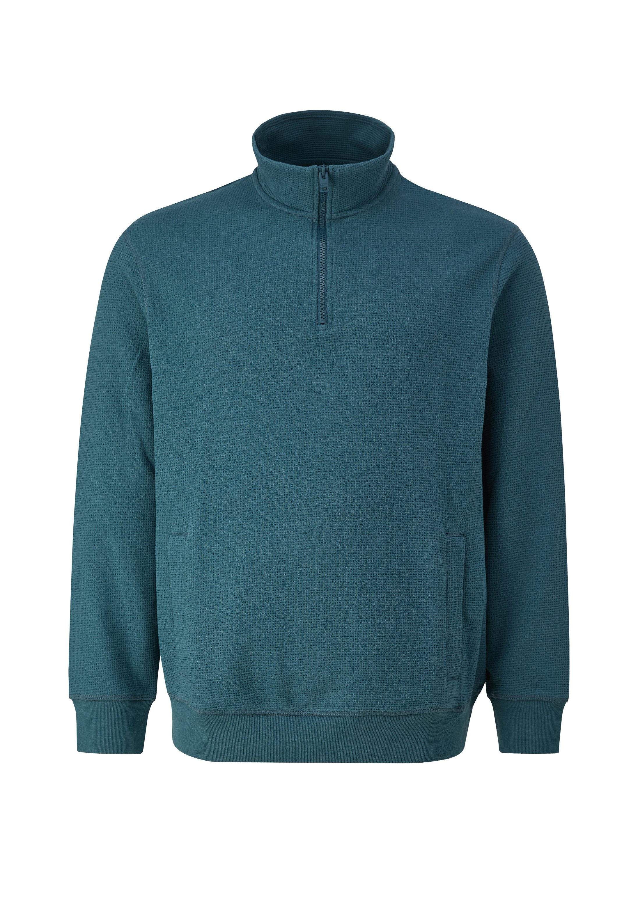 s.Oliver Sweatshirt Sweatshirt Troyer-Sweatshirt mit Waffelstruktur