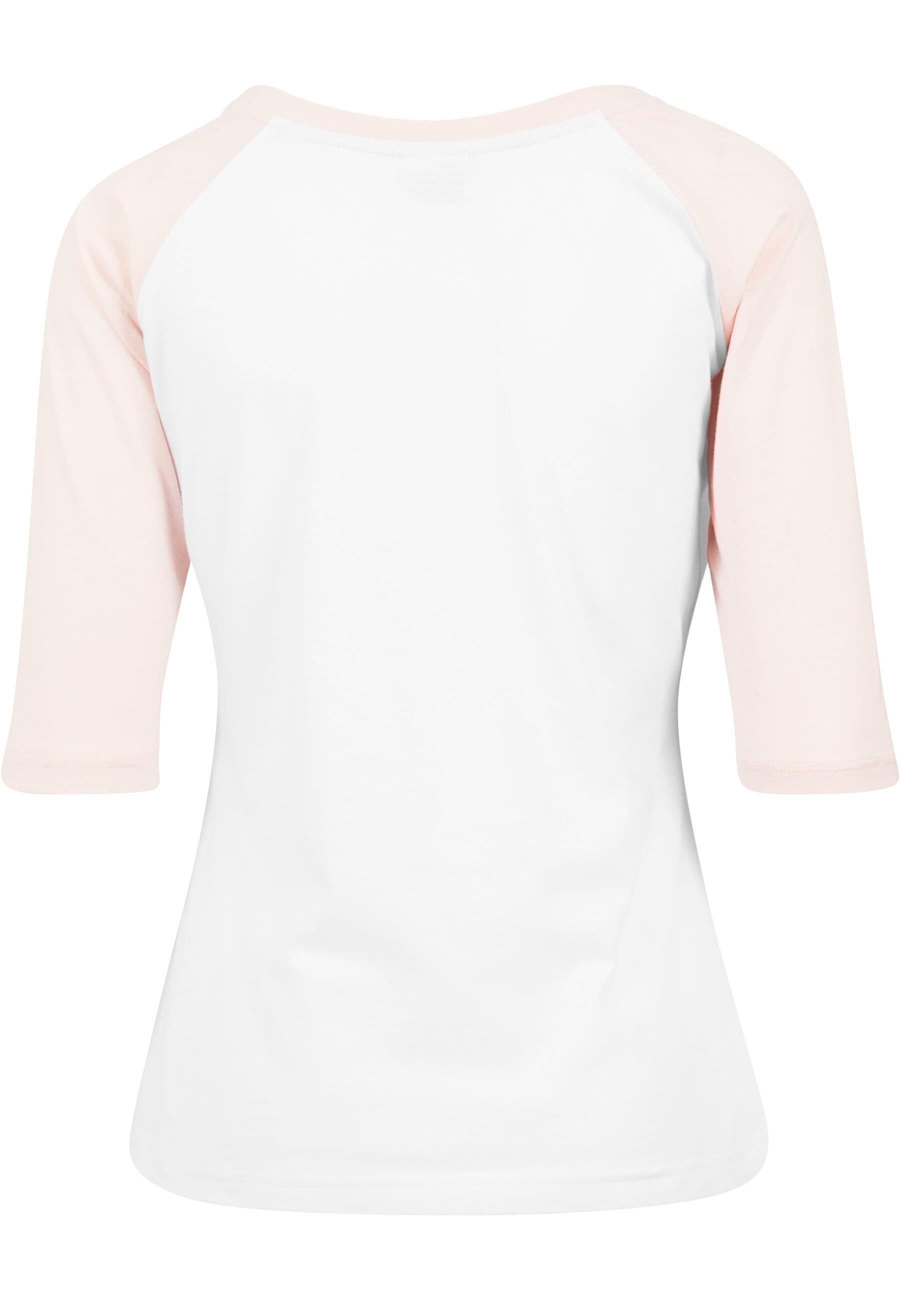 Damen Tee CLASSICS white/pink URBAN 3/4 Kurzarmshirt Contrast (1-tlg) Ladies Raglan