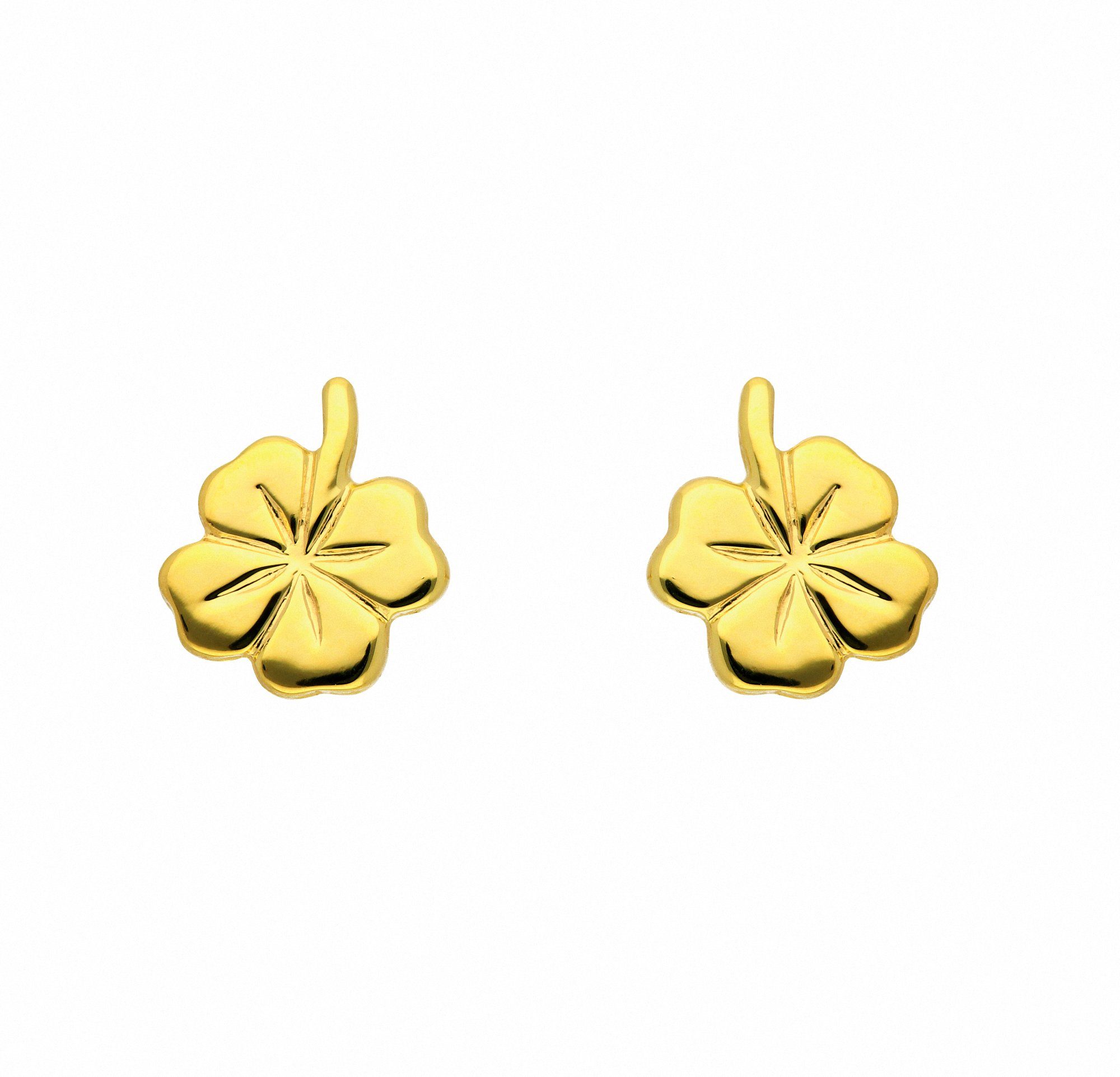 585 Gold Ohrstecker 14 Karat Gelbgold Blume  Smaragd und Zirkonia 1 Paar 