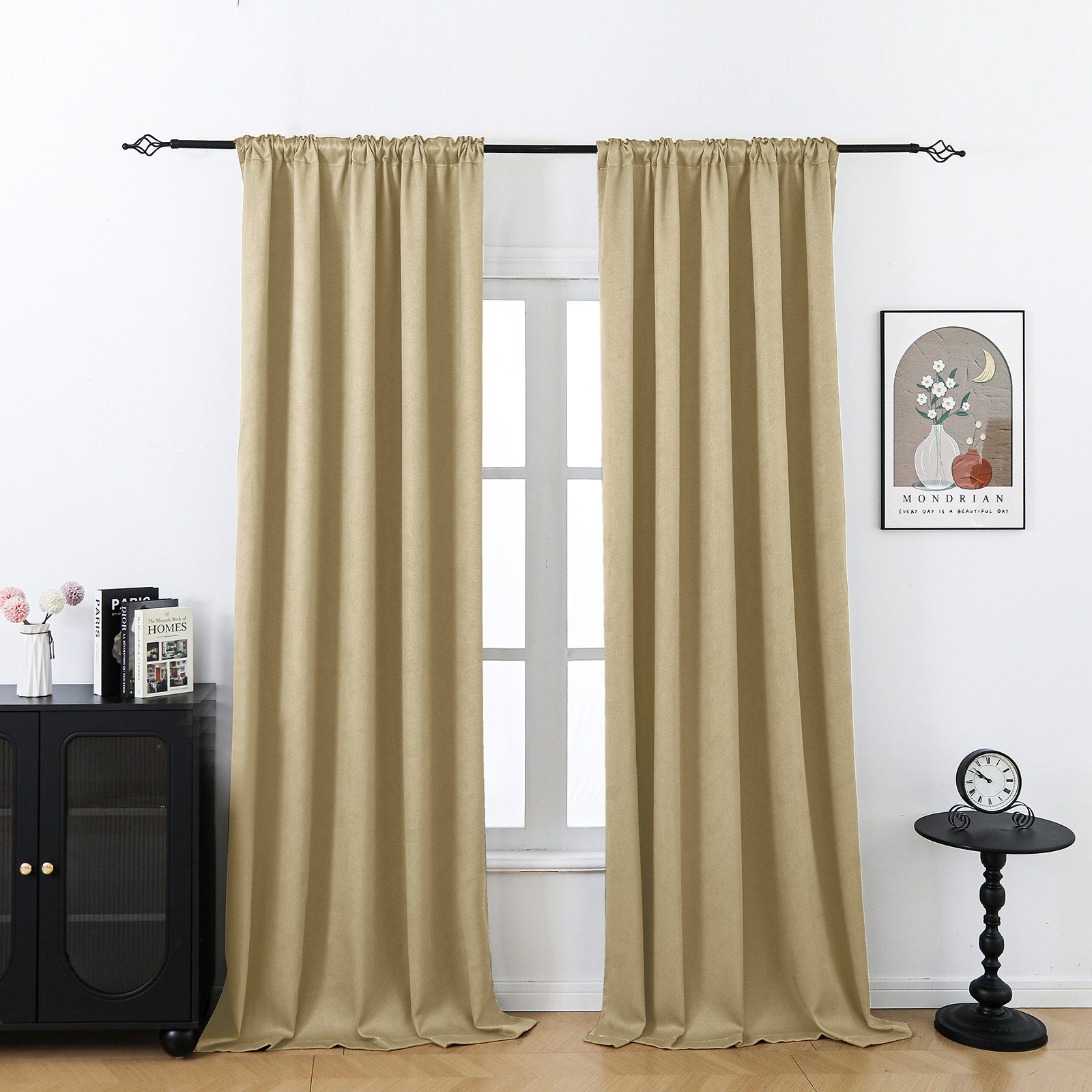 Lapalife Vorhang Verdunklungsvorhänge Kräuselband, 4 Farben 2 Stück, Thermovorhang, 132x214/132x244/132x274, Vorhang Blickdicht, für Wohn-, Schlafzimmer