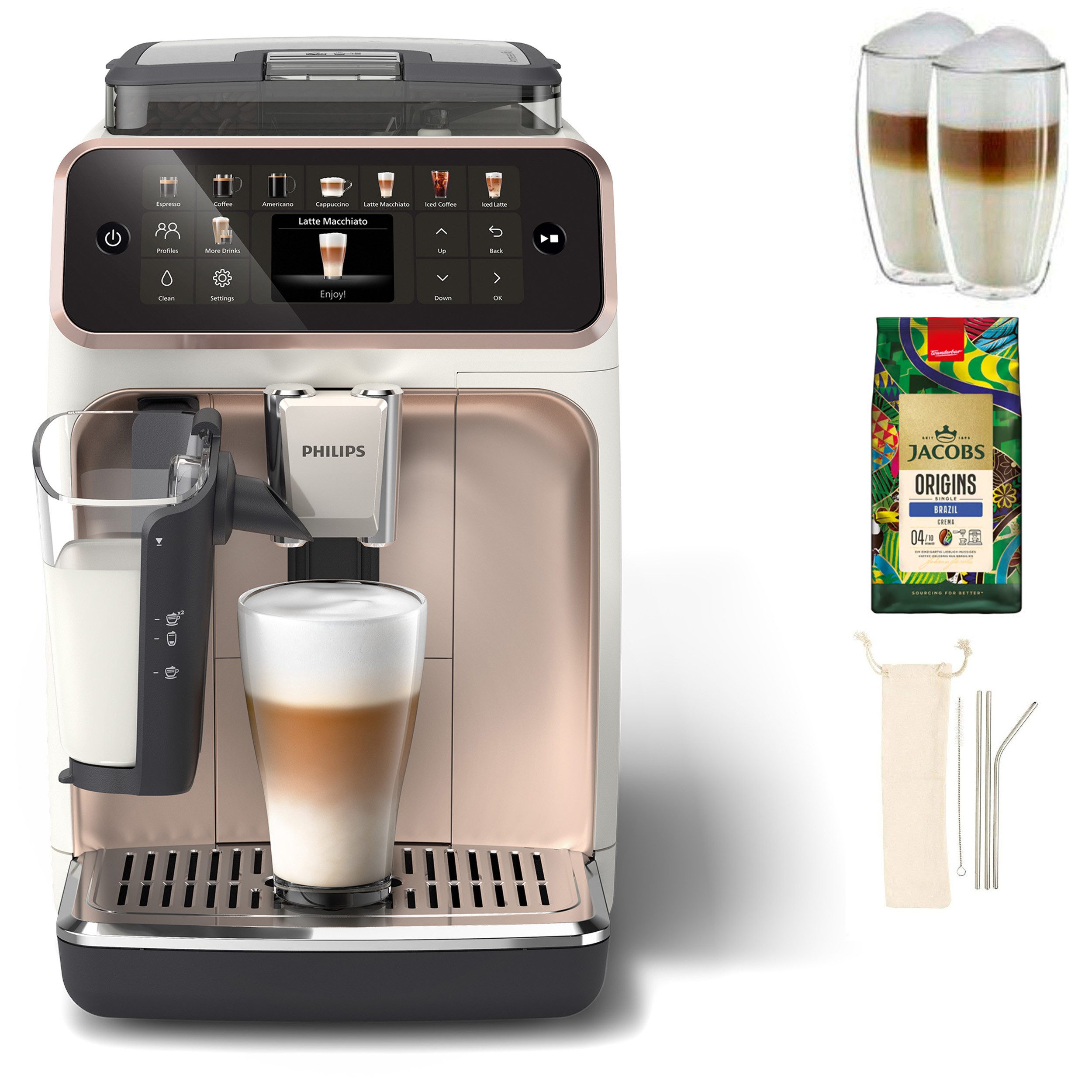 Philips Kaffeevollautomat EP5543/80 5500 Series, 20 Kaffeespezialitäten (heiß oder eisgekühlt), LatteGo-Milchsystem, SilentBrew Technologie