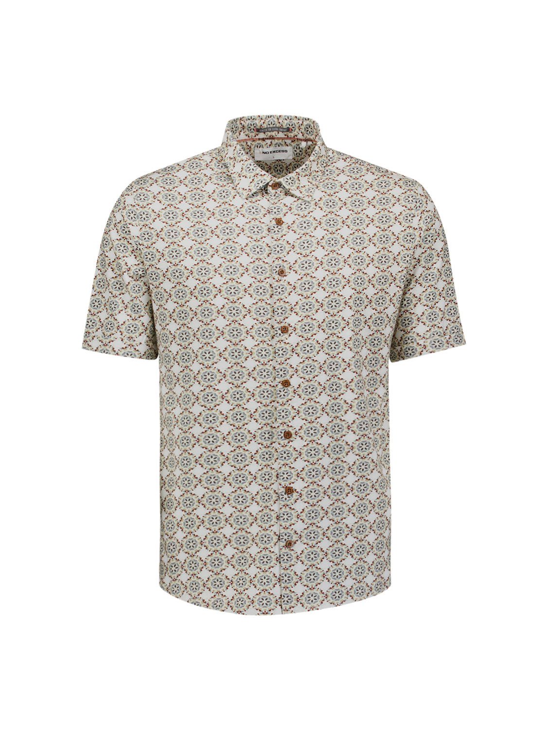 NO EXCESS Kurzarmhemd Shirt Allover Printed Jersey