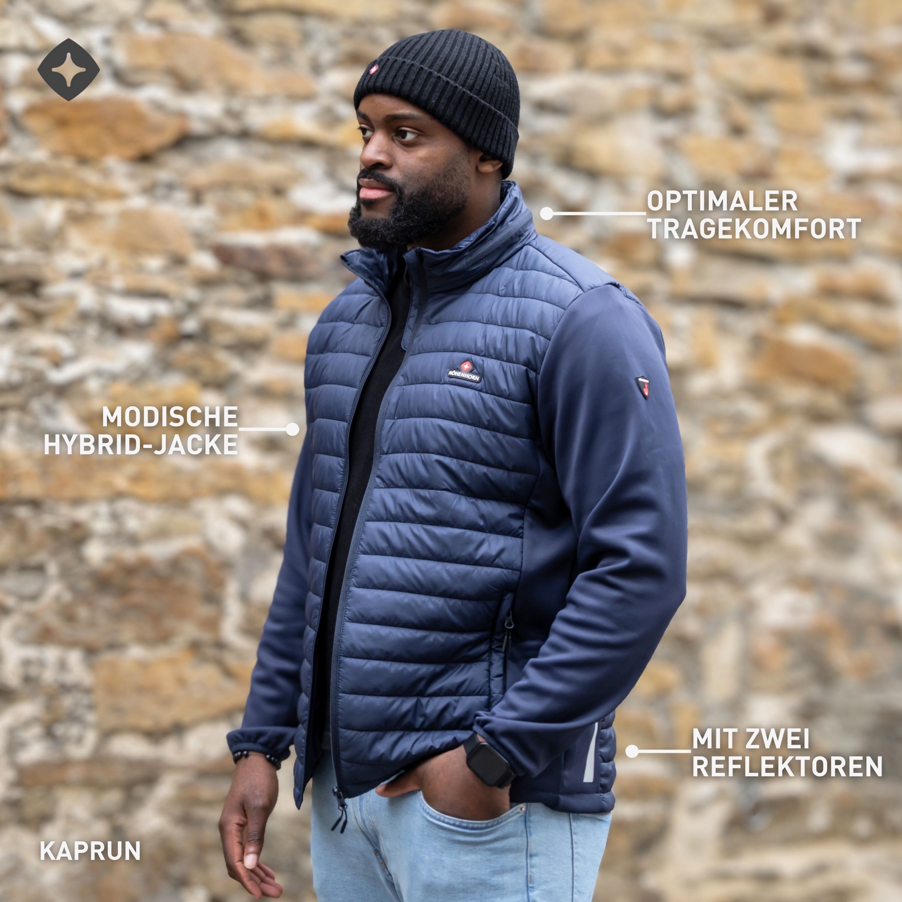 Höhenhorn Hybridjacke Kaprun Herren Jacke für Männer Steppjacke Softshell Sportjacke Steppjacken Softshelljacken Kombination