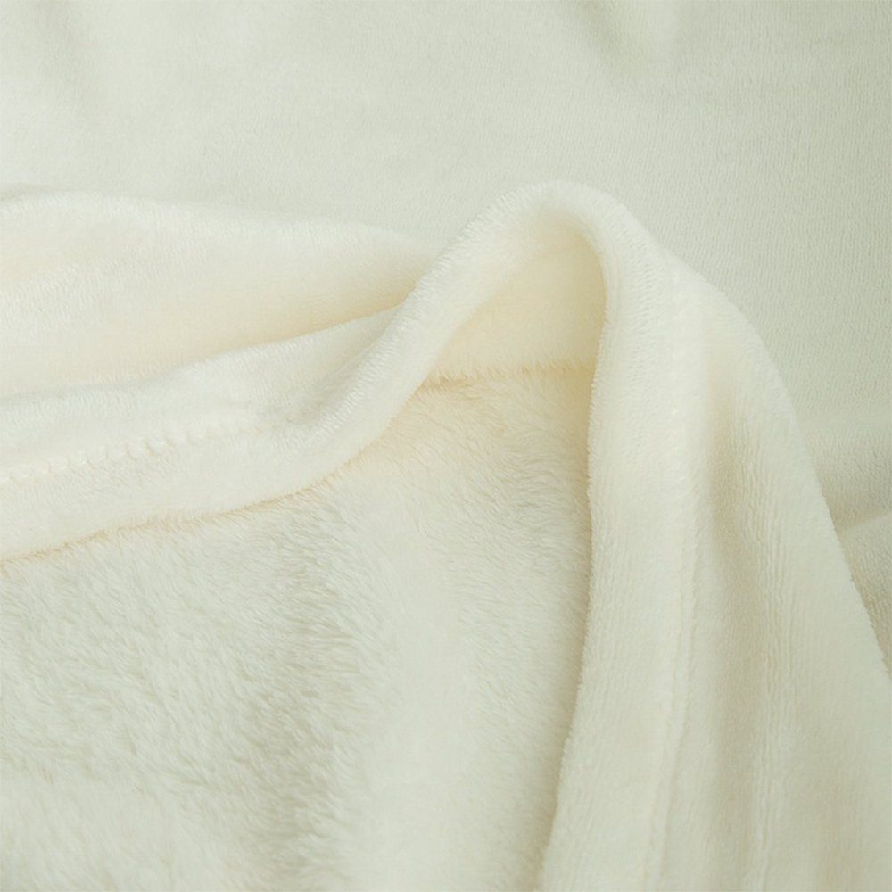 Flanell-Daunendecke, flauschige und superweiche, Einschlagdecke zggzerg warme, Weiß