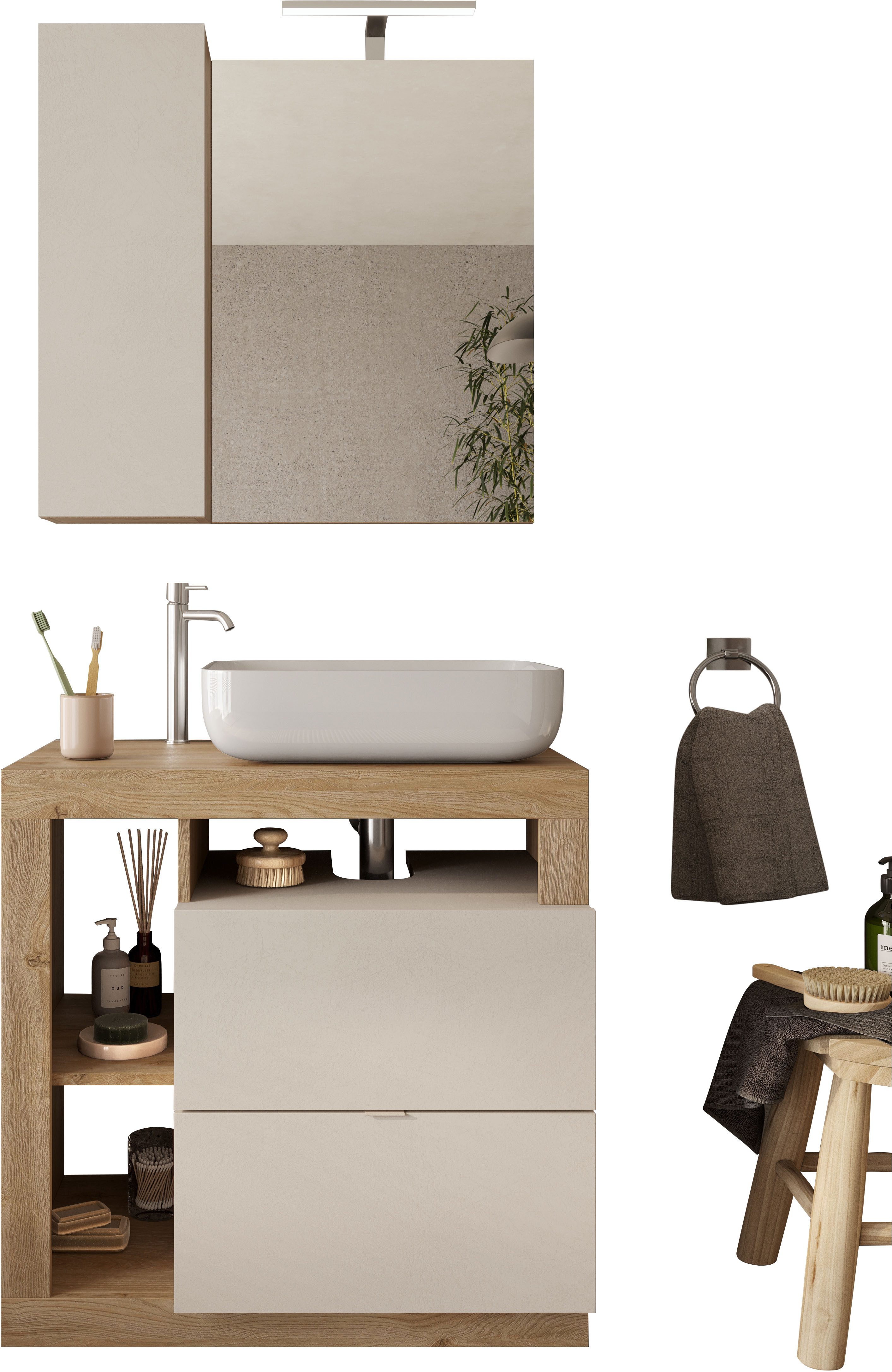Badmöbel-Set Hamburg, Badezimmerset 2tlg. Breite 79 cm, Badmöbel, Waschtisch inkl.