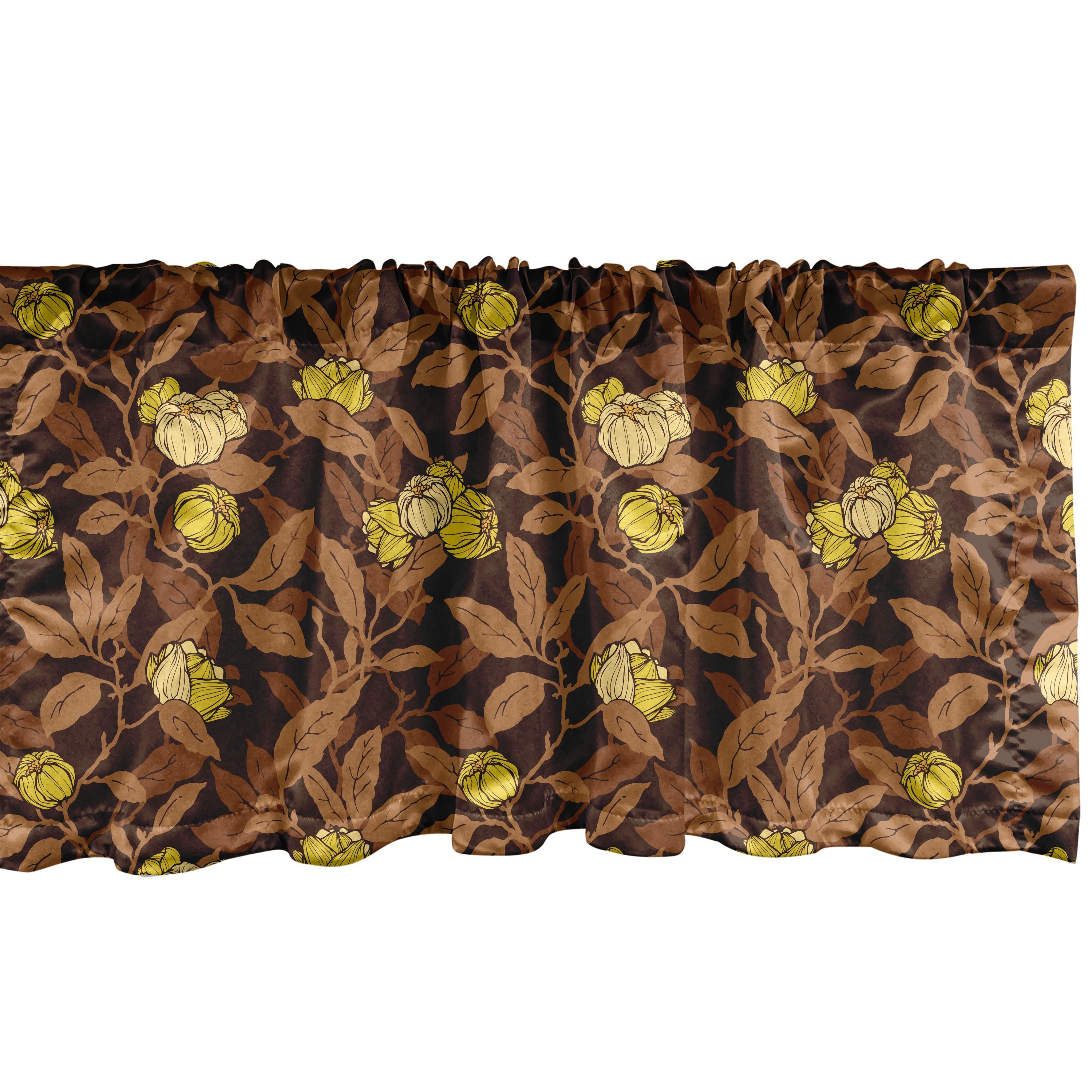 Scheibengardine Vorhang Volant für Küche Schlafzimmer Dekor mit Stangentasche, Abakuhaus, Microfaser, Blumen Blumen und blühen Blätter