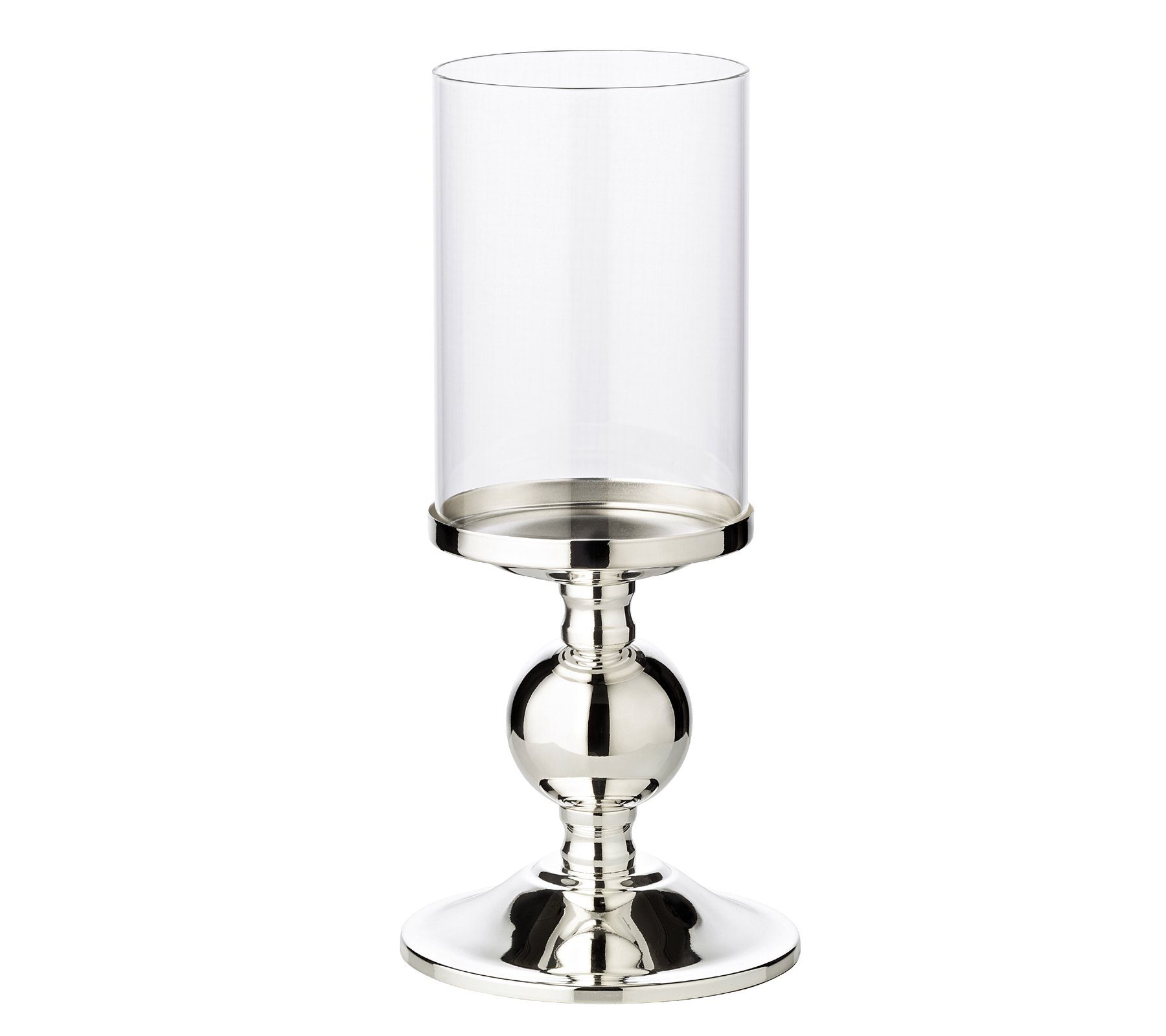 EDZARD Windlicht Bamboo, Edel versilbert, anlaufgeschützt, inkl. Glas, Ø 13 c, H 28,5 cm