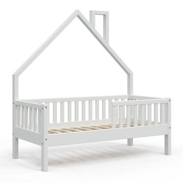 VitaliSpa® Hausbett Kinderbett Spielbett Noemi 70x140cm Weiß Rausfallschutz