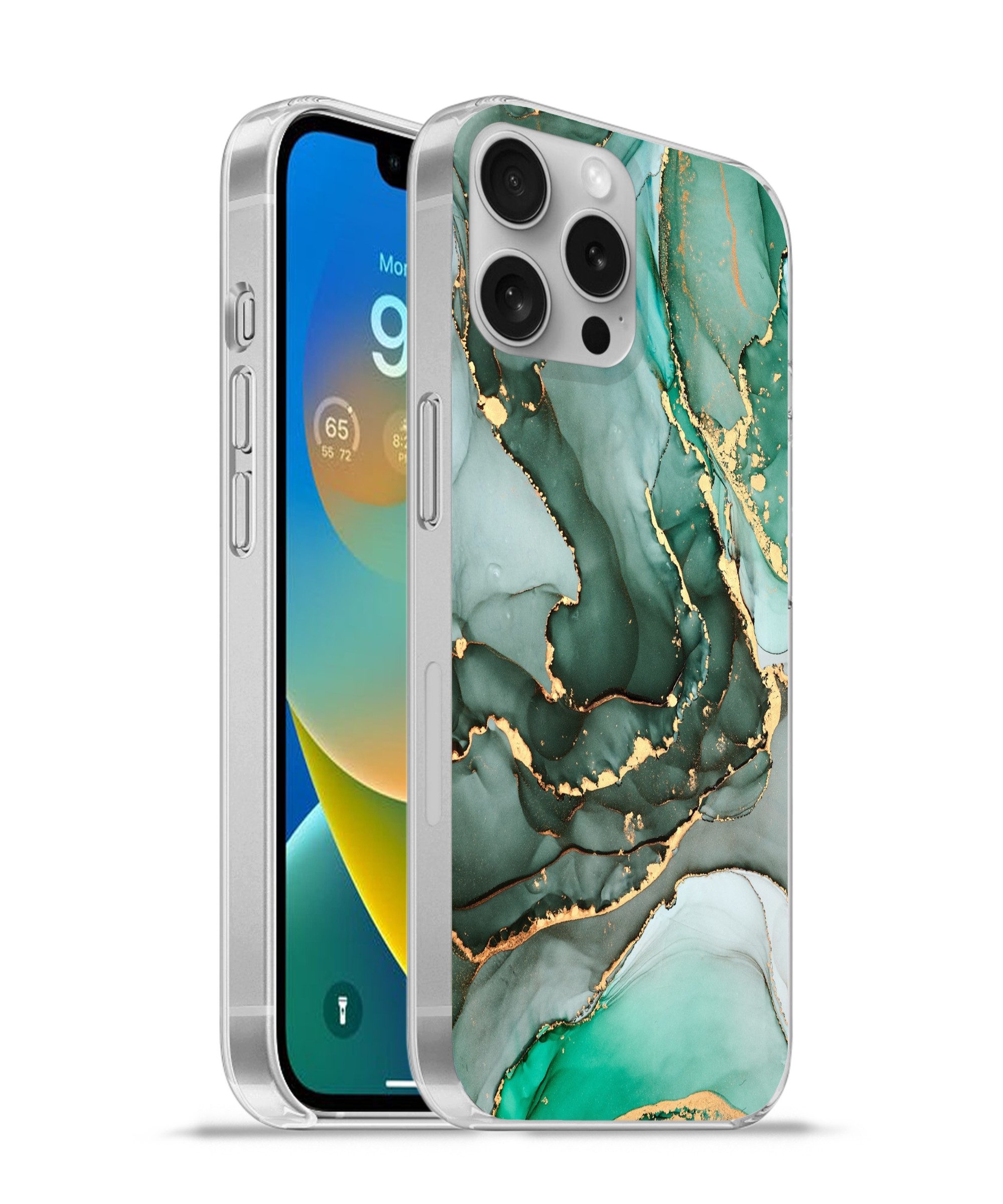 MuchoWow Handyhülle für Apple iPhone 16 Pro Max Gold - Marmor - Grün - Luxus - Marmoroptik, Smartphone-Bumper, Print, Handy Schutzhülle Dünn