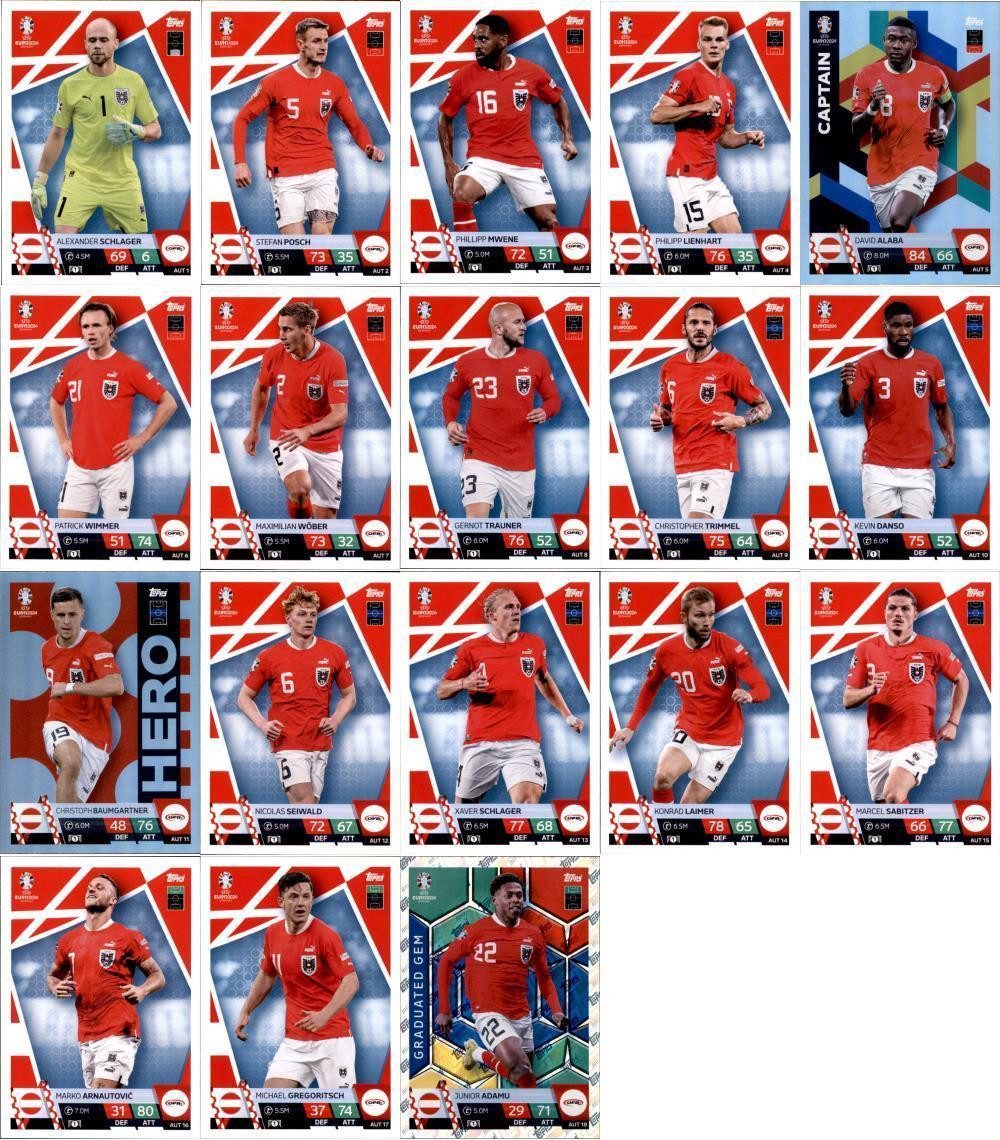 Topps Sammelkarte Match Attax UEFA EURO 2024 Germany - Mannschaftspaket - Österreich